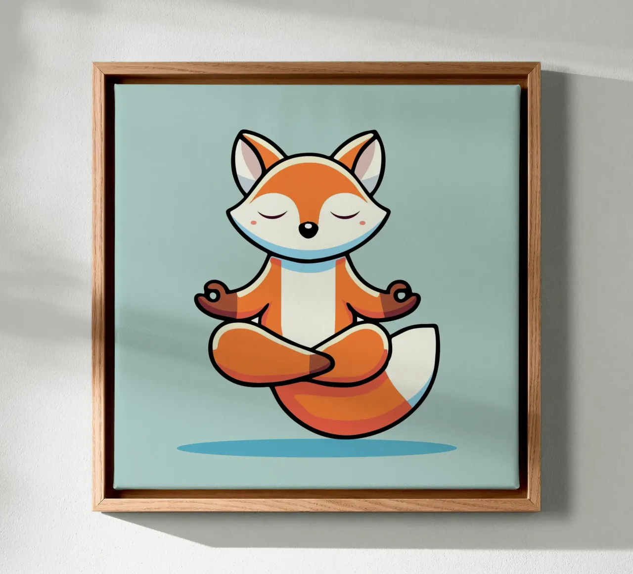 Meditating fox - Relaxing illustration canvas with Floater frame by namosh
