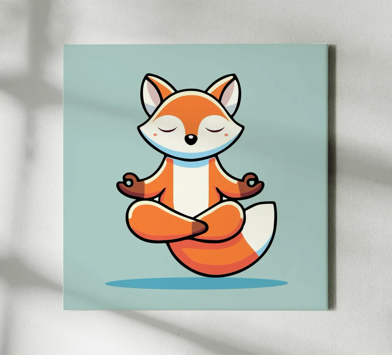 Meditating fox - Relaxing illustration canvas with Floater frame by namosh