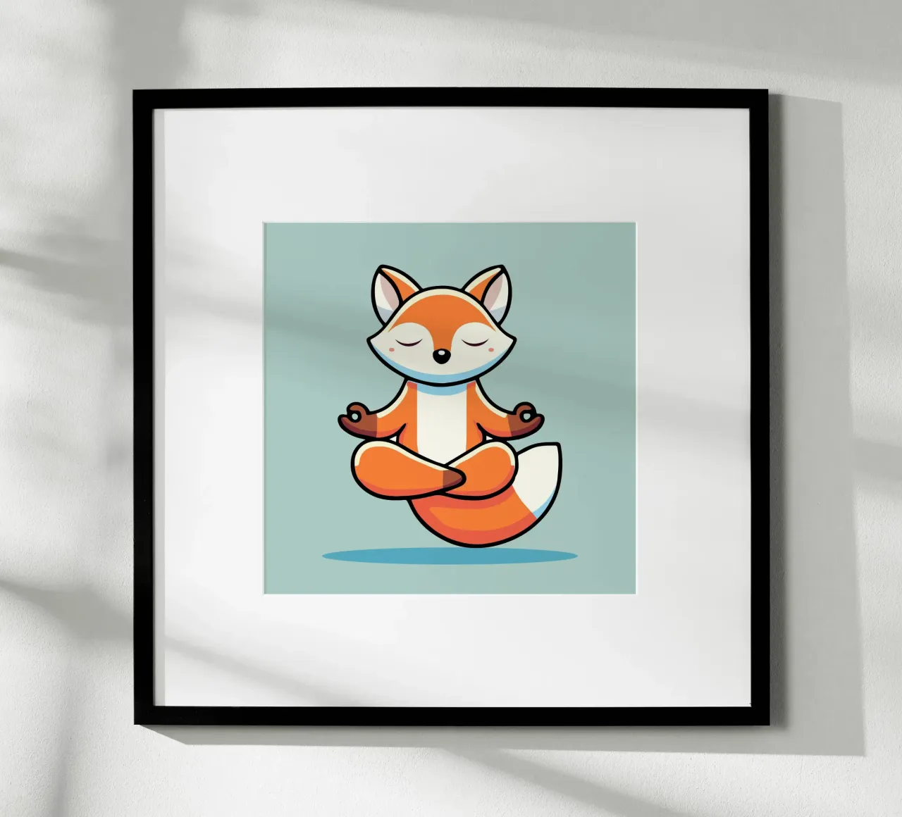 Volpe in meditazione - Illustrazione rilassante poster con telaio in plastica da namosh