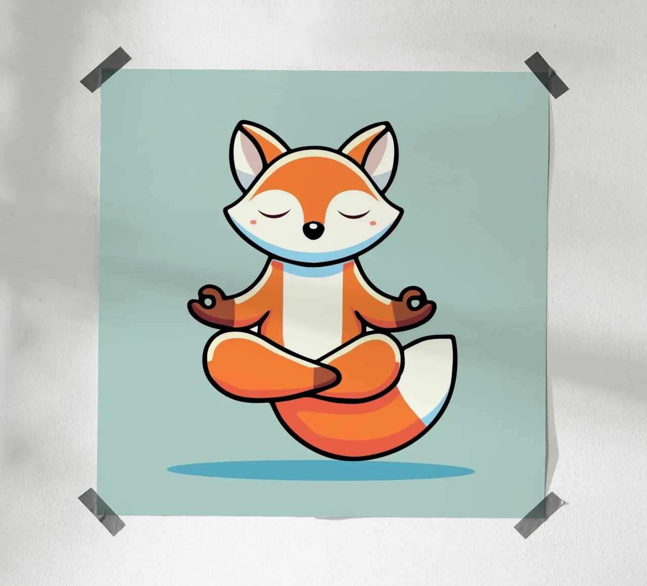 Volpe in meditazione - Illustrazione rilassante poster con telaio in plastica da namosh