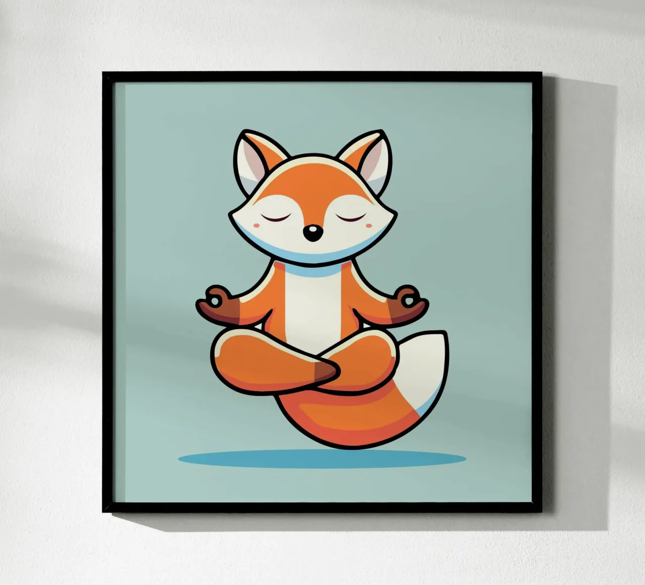 Volpe in meditazione - Illustrazione rilassante poster con telaio in plastica da namosh