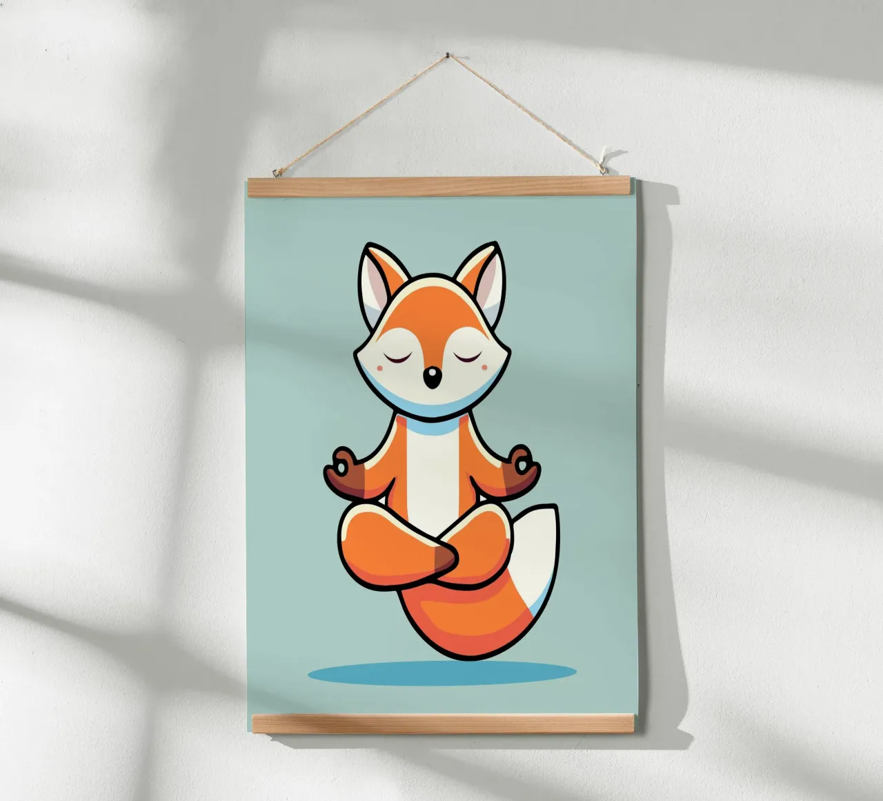 Volpe in meditazione - Illustrazione rilassante poster con telaio in plastica da namosh