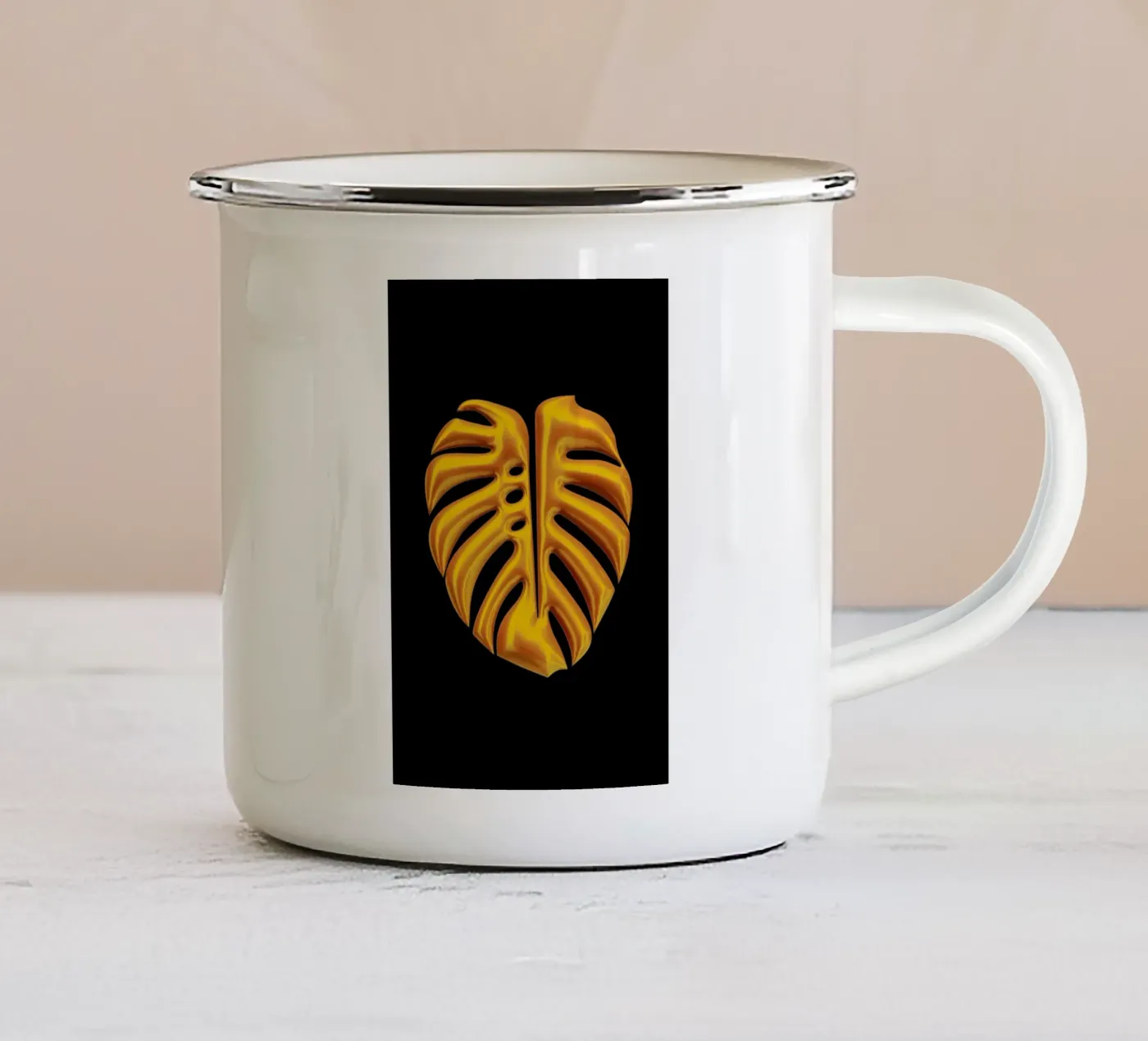 Leaf enamel mug by Octavian
