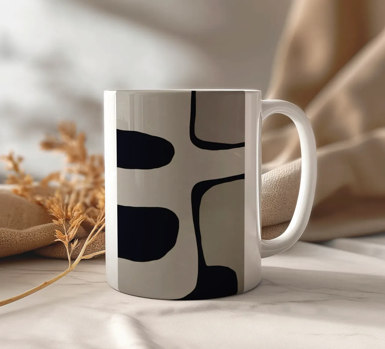 Minimal organisch grijs abstract keramische mok van Little Dean
