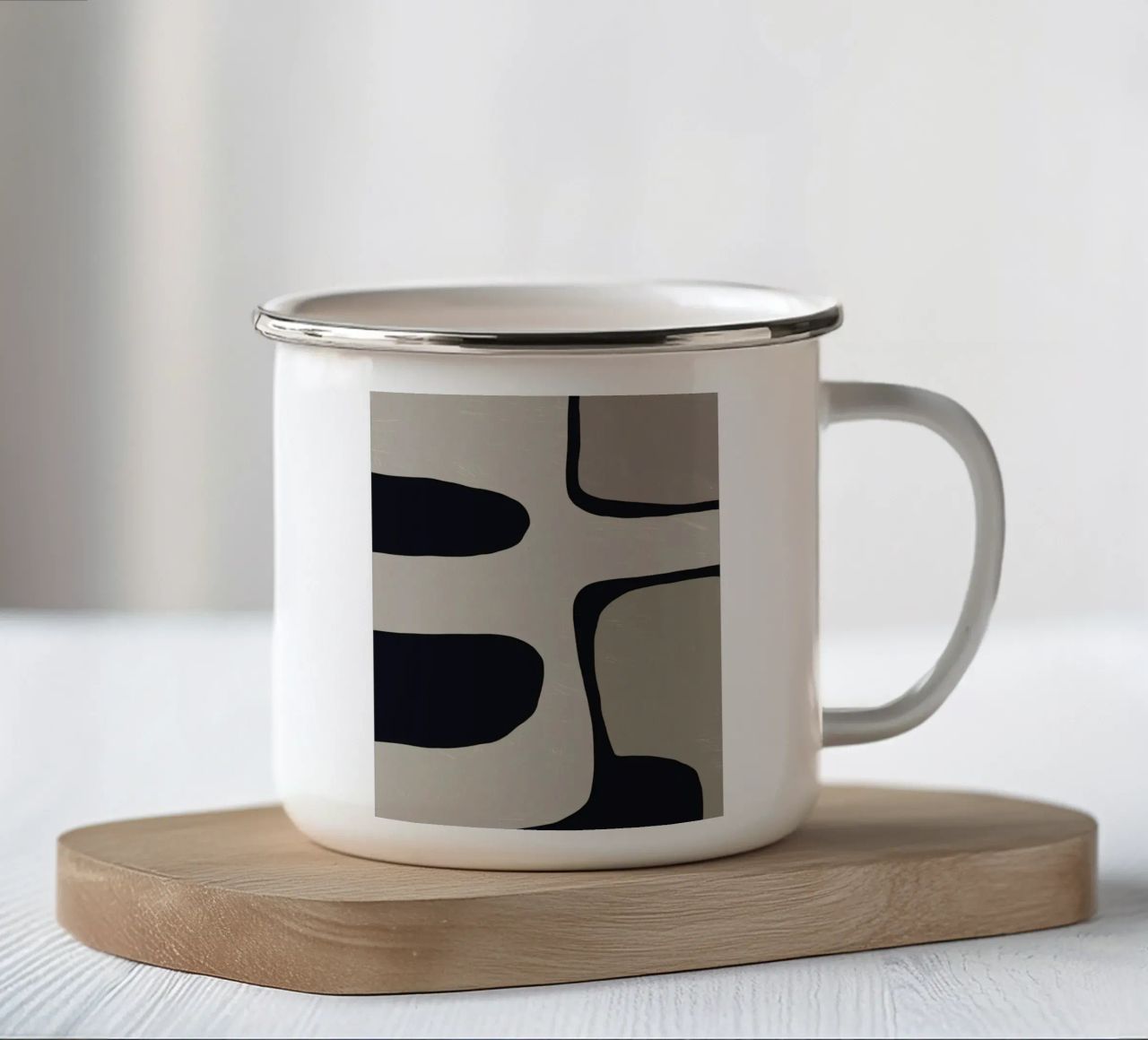 Minimal organisch grijs abstract emaille mok van Little Dean