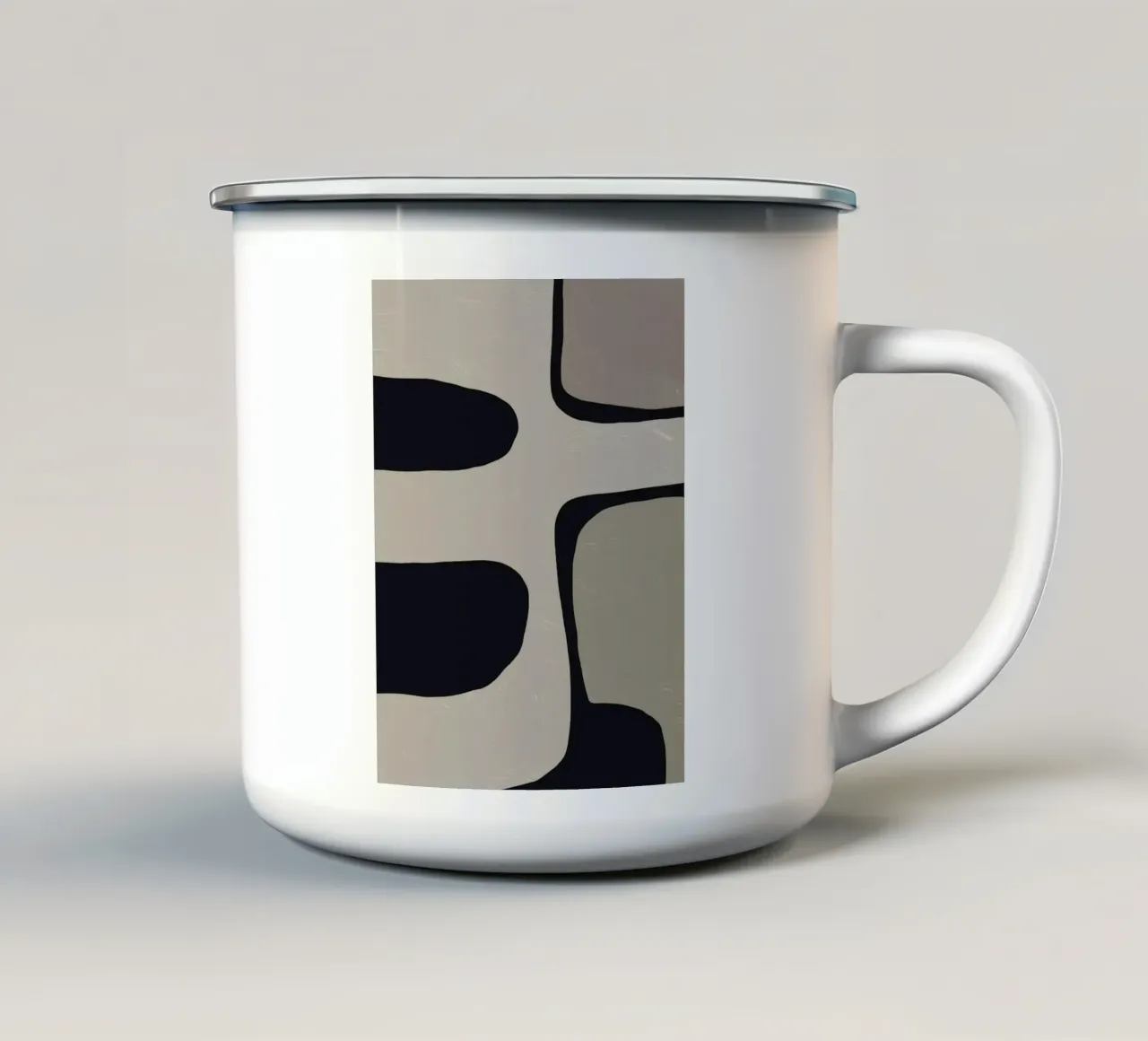 Abstrait gris organique minimal mug en émail de Little Dean