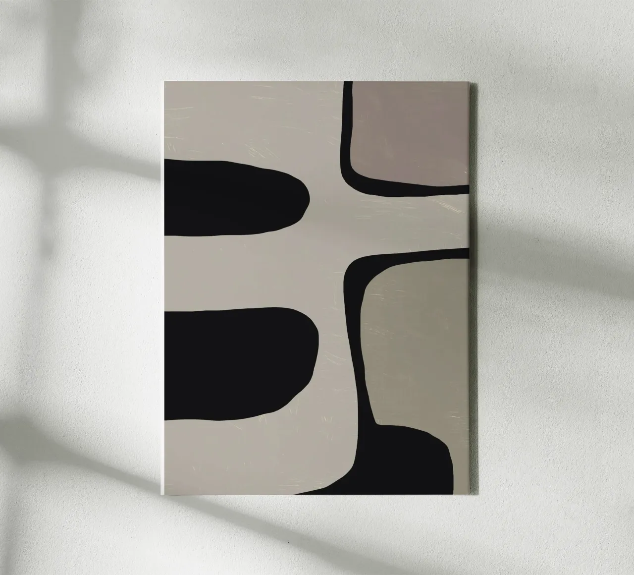 Minimale organische graue abstrakte Leinwand mit Schattenfugenrahmen von Little Dean