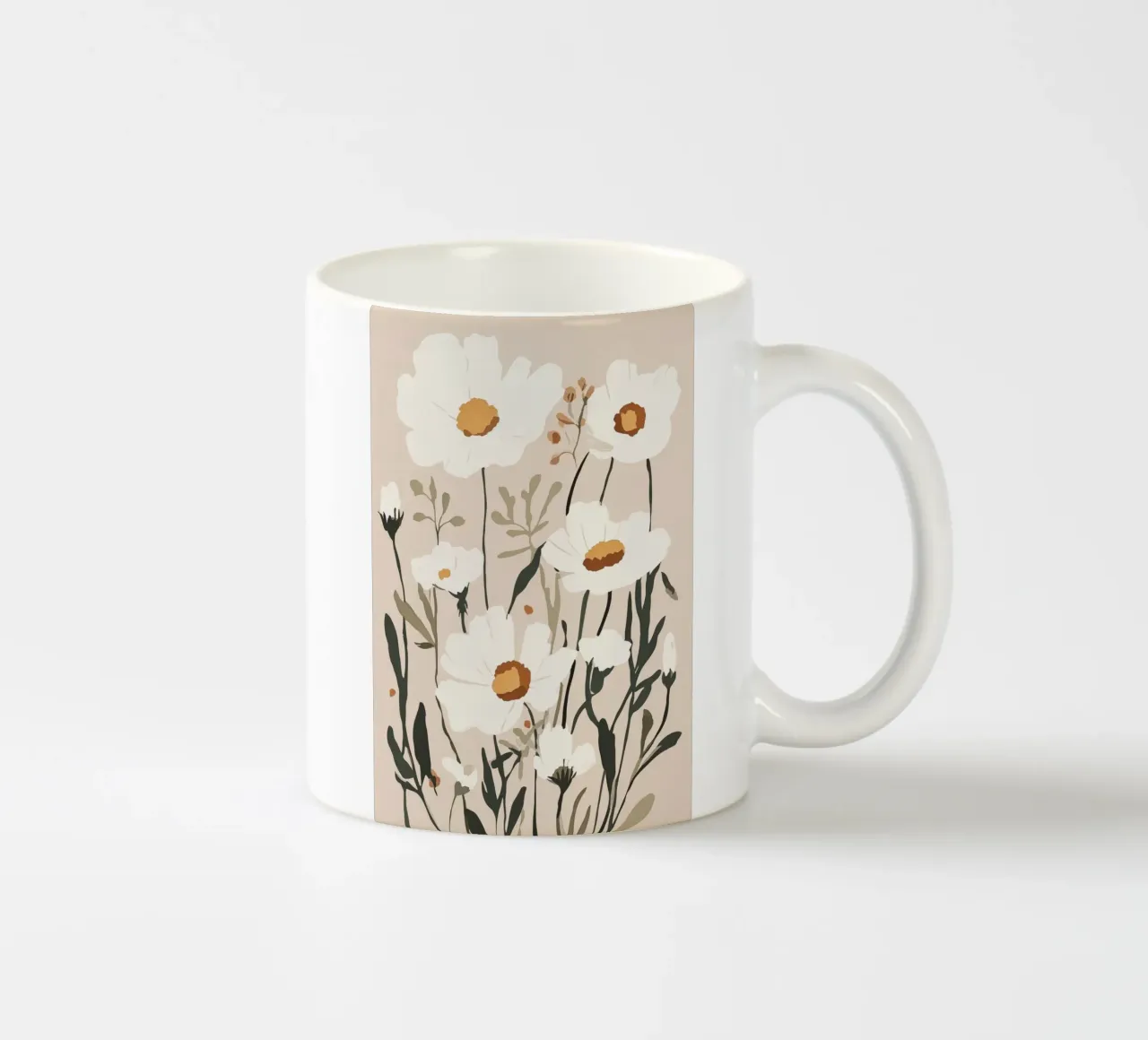 Illustrazione botanica di fiori bianchi tazza in ceramica da Melloi Art Print