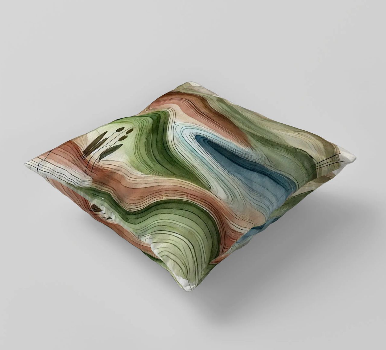 Vibrazioni astratte della natura in Art Déco cuscino da Chromatic Fusion Studio