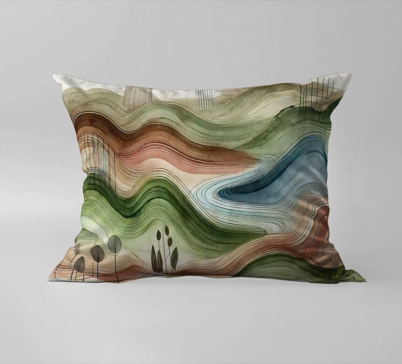 Vibrazioni astratte della natura in Art Déco cuscino da Chromatic Fusion Studio