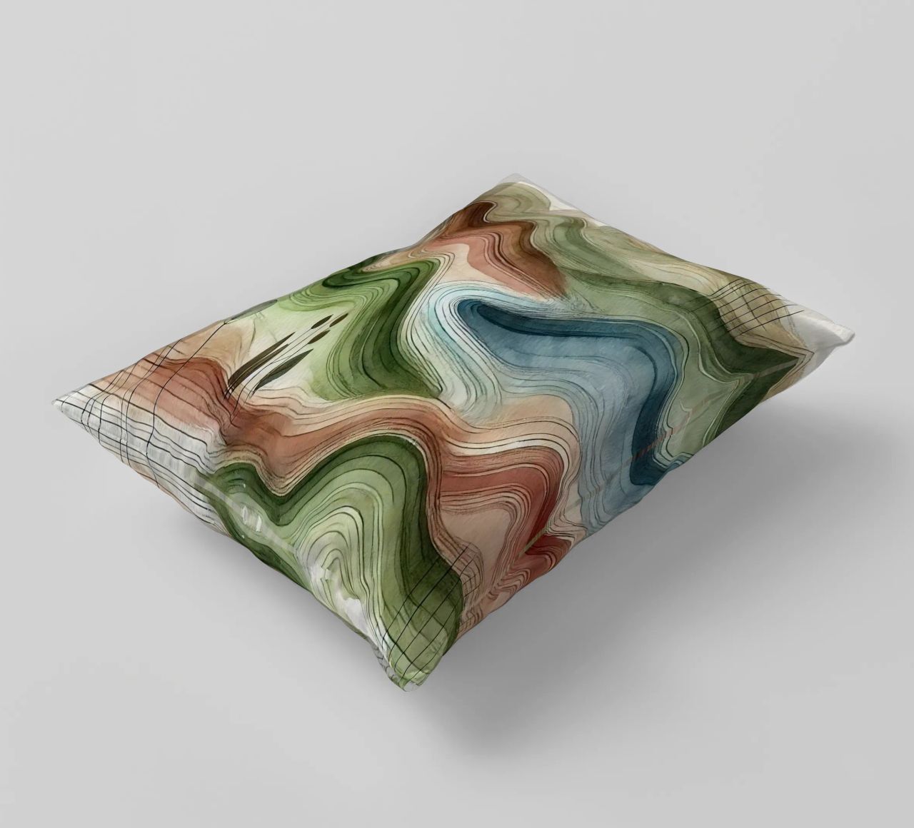 Vibrazioni astratte della natura in Art Déco cuscino da Chromatic Fusion Studio