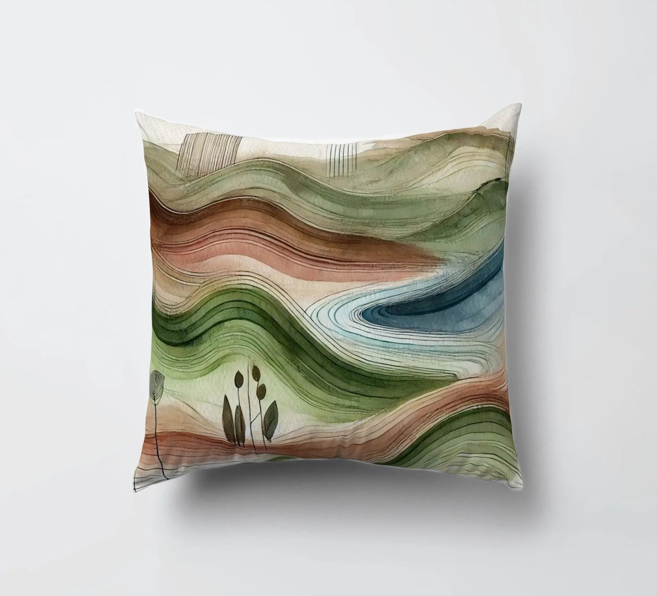 Vibrazioni astratte della natura in Art Déco cuscino da Chromatic Fusion Studio