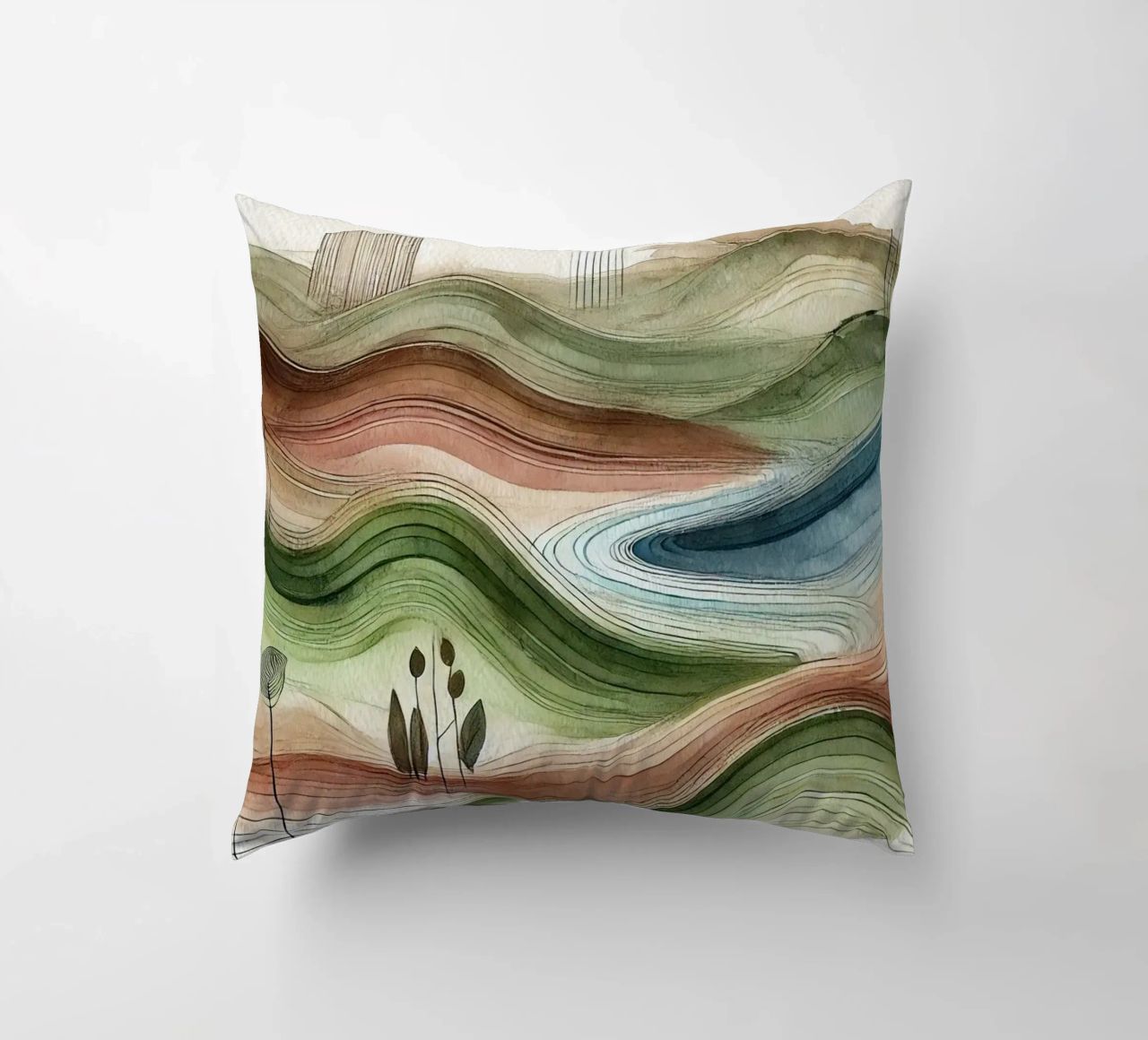 Vibrazioni astratte della natura in Art Déco cuscino da Chromatic Fusion Studio