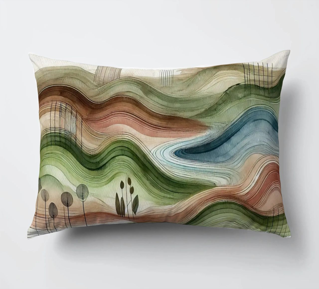 Vibrazioni astratte della natura in Art Déco cuscino da Chromatic Fusion Studio
