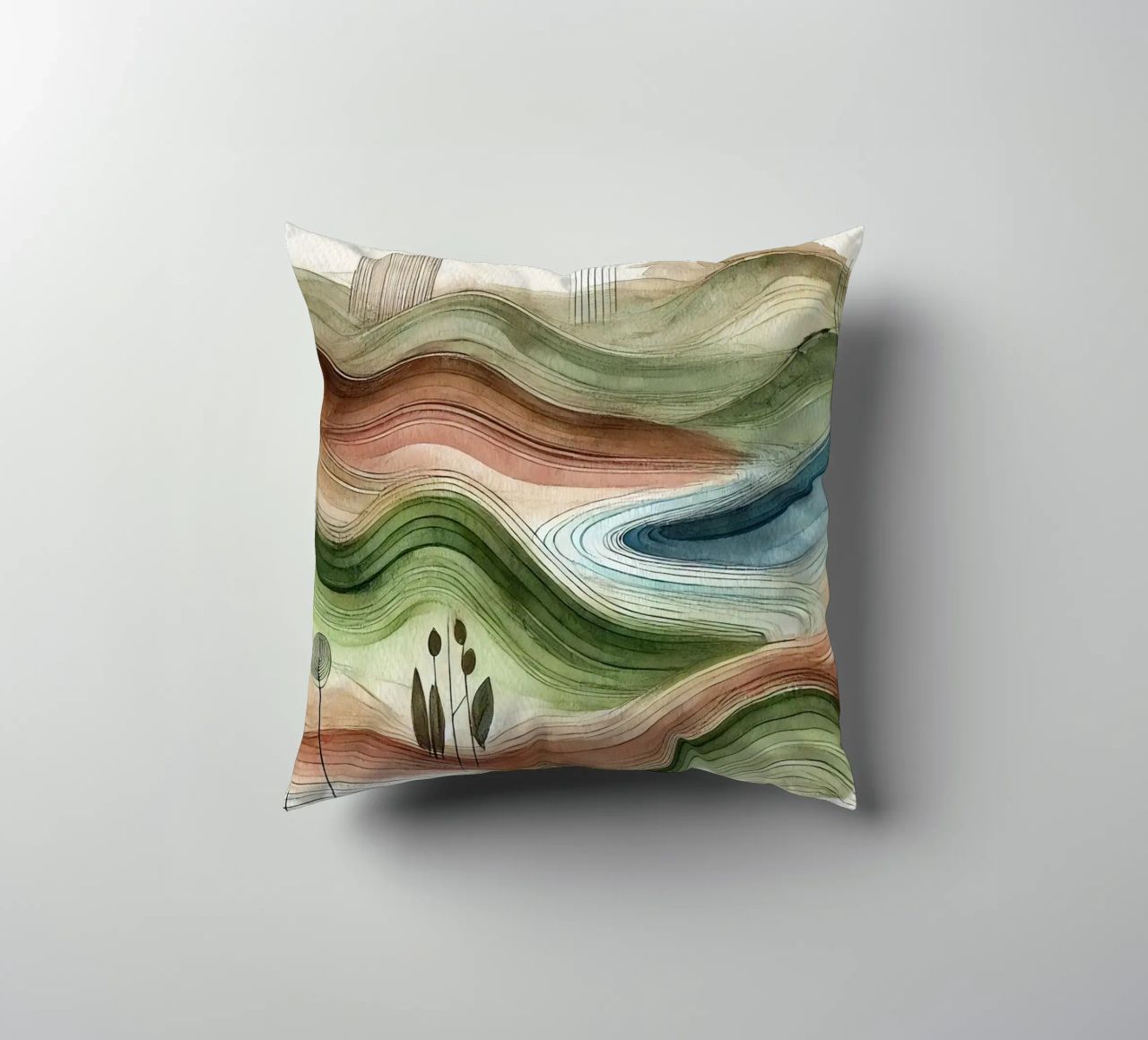 Vibrazioni astratte della natura in Art Déco cuscino da Chromatic Fusion Studio