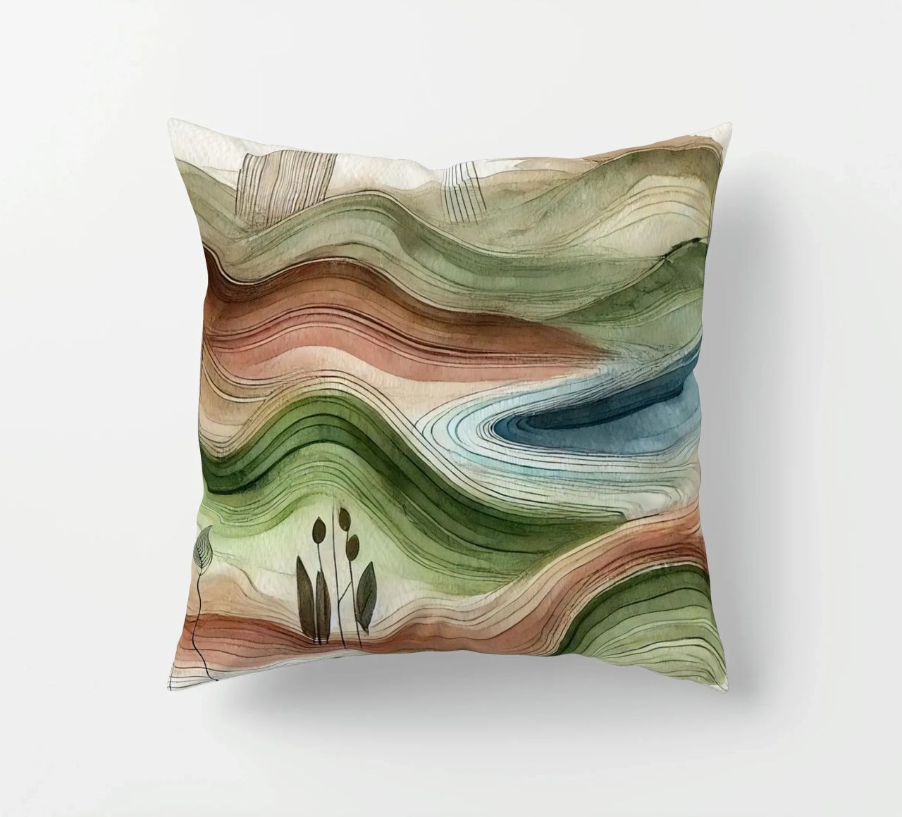Vibrazioni astratte della natura in Art Déco cuscino da Chromatic Fusion Studio