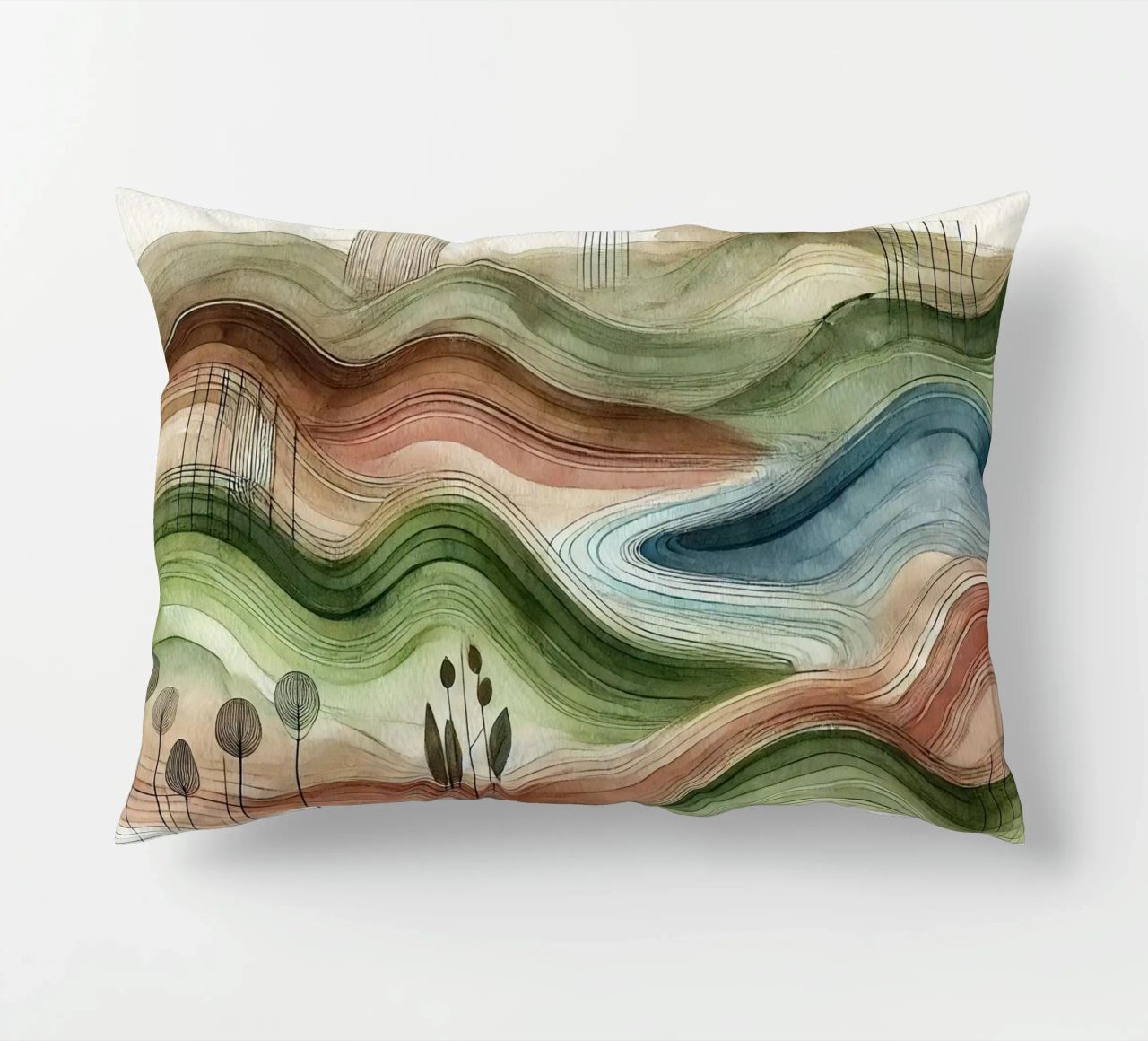 Vibrazioni astratte della natura in Art Déco cuscino da Chromatic Fusion Studio