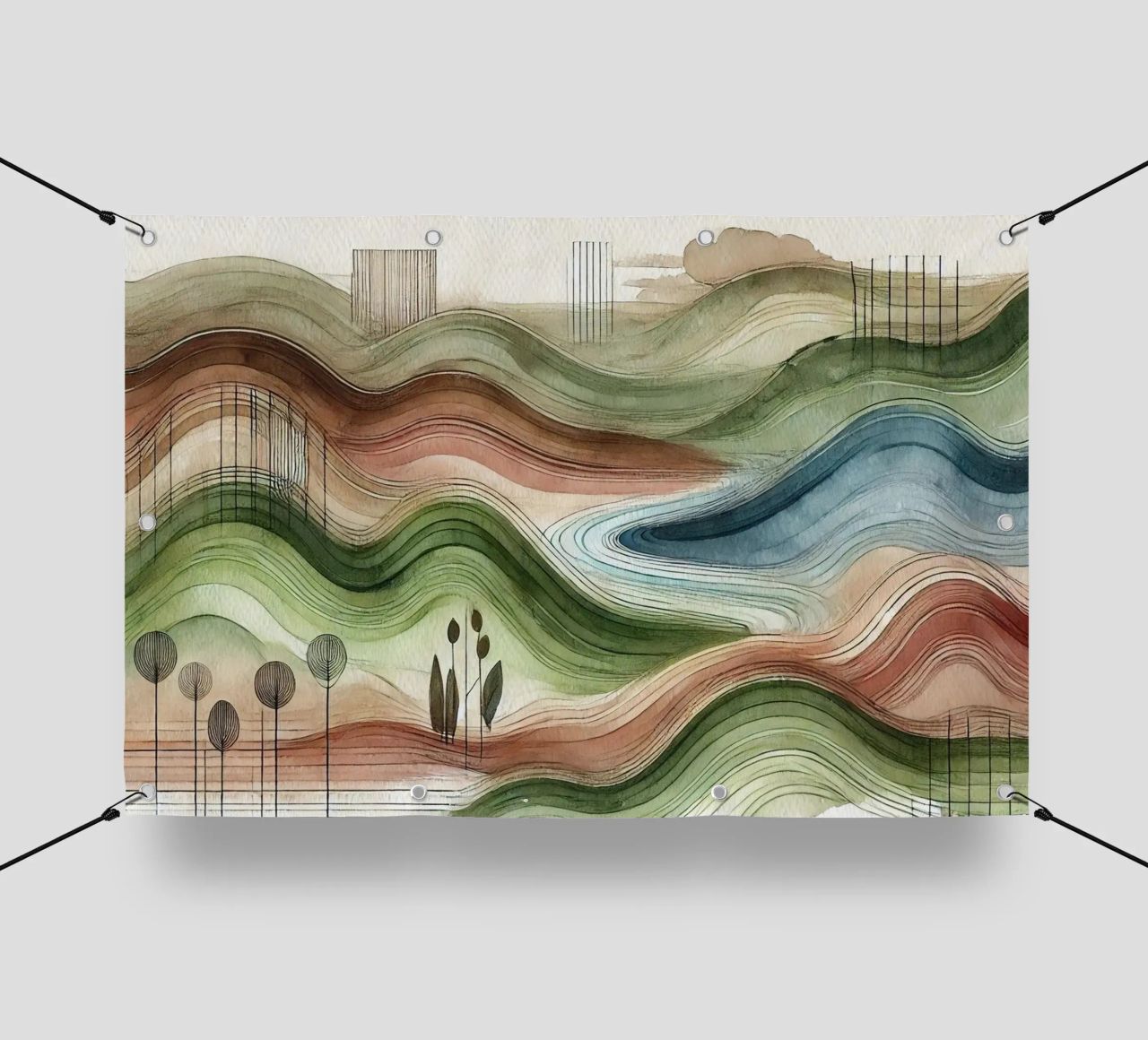 Vibrazioni astratte della natura in Art Déco telo in pvc da Chromatic Fusion Studio