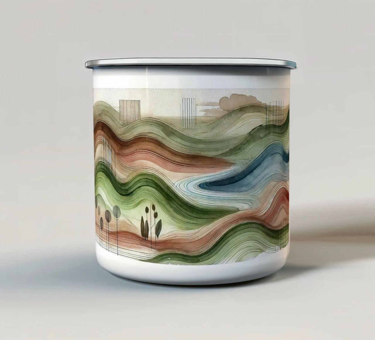 Vibrazioni astratte della natura in Art Déco tazza in smalto da Chromatic Fusion Studio