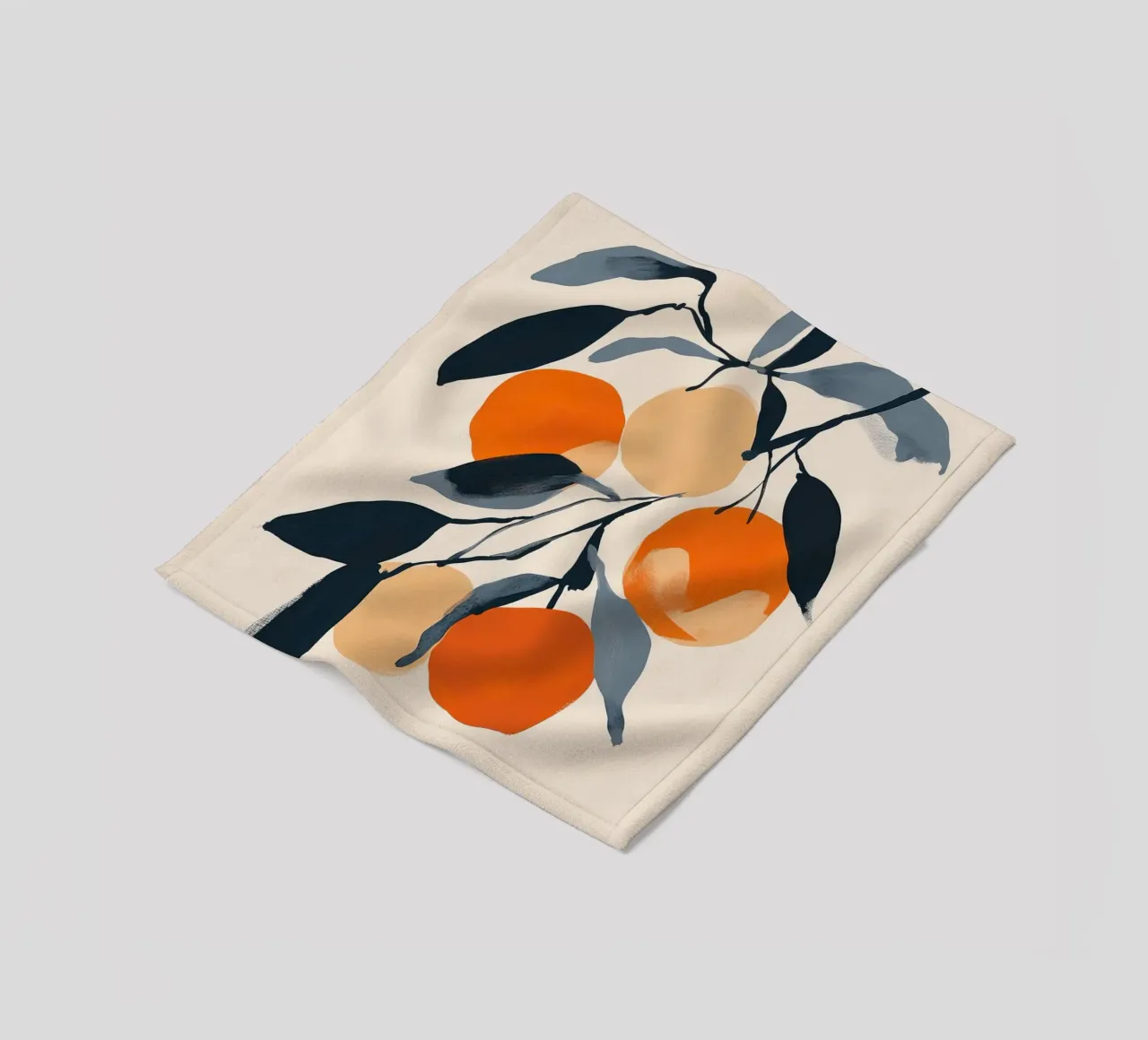 Botanical Illustration of Oranges on Branch with Leaves fleece blanket by Melloi Art Print