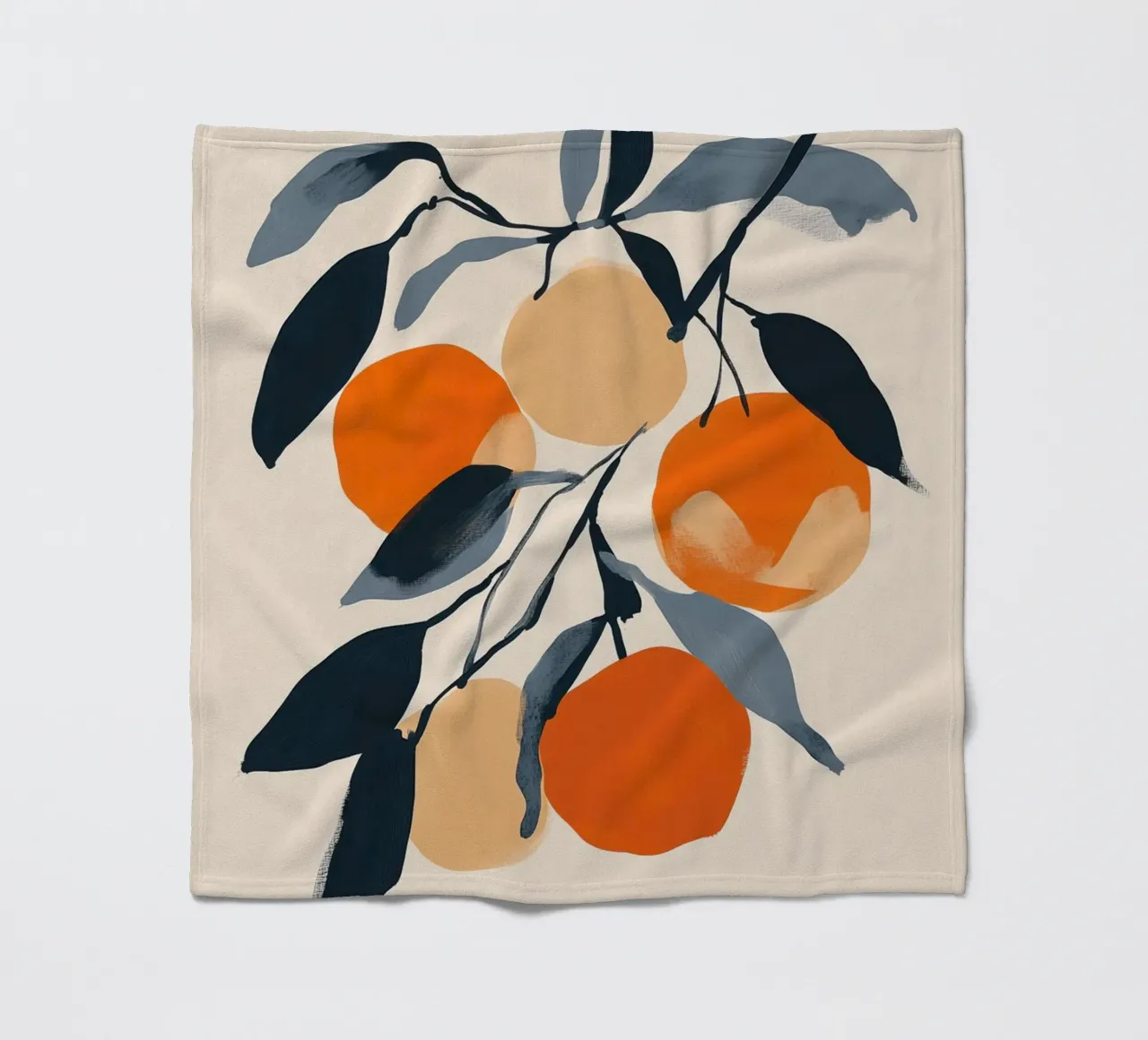 Botanical Illustration of Oranges on Branch with Leaves fleece blanket by Melloi Art Print