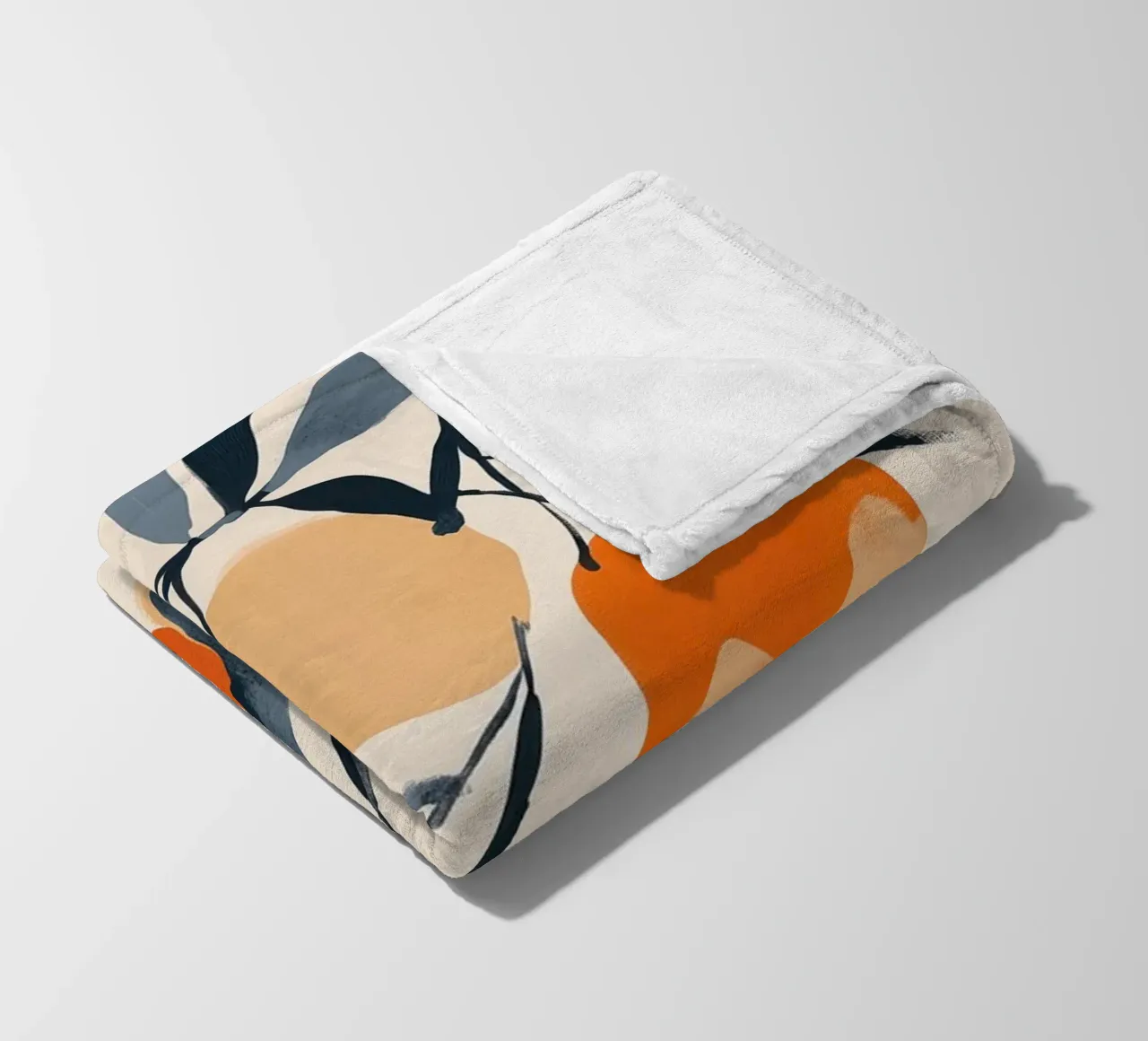 Botanical Illustration of Oranges on Branch with Leaves fleece blanket by Melloi Art Print