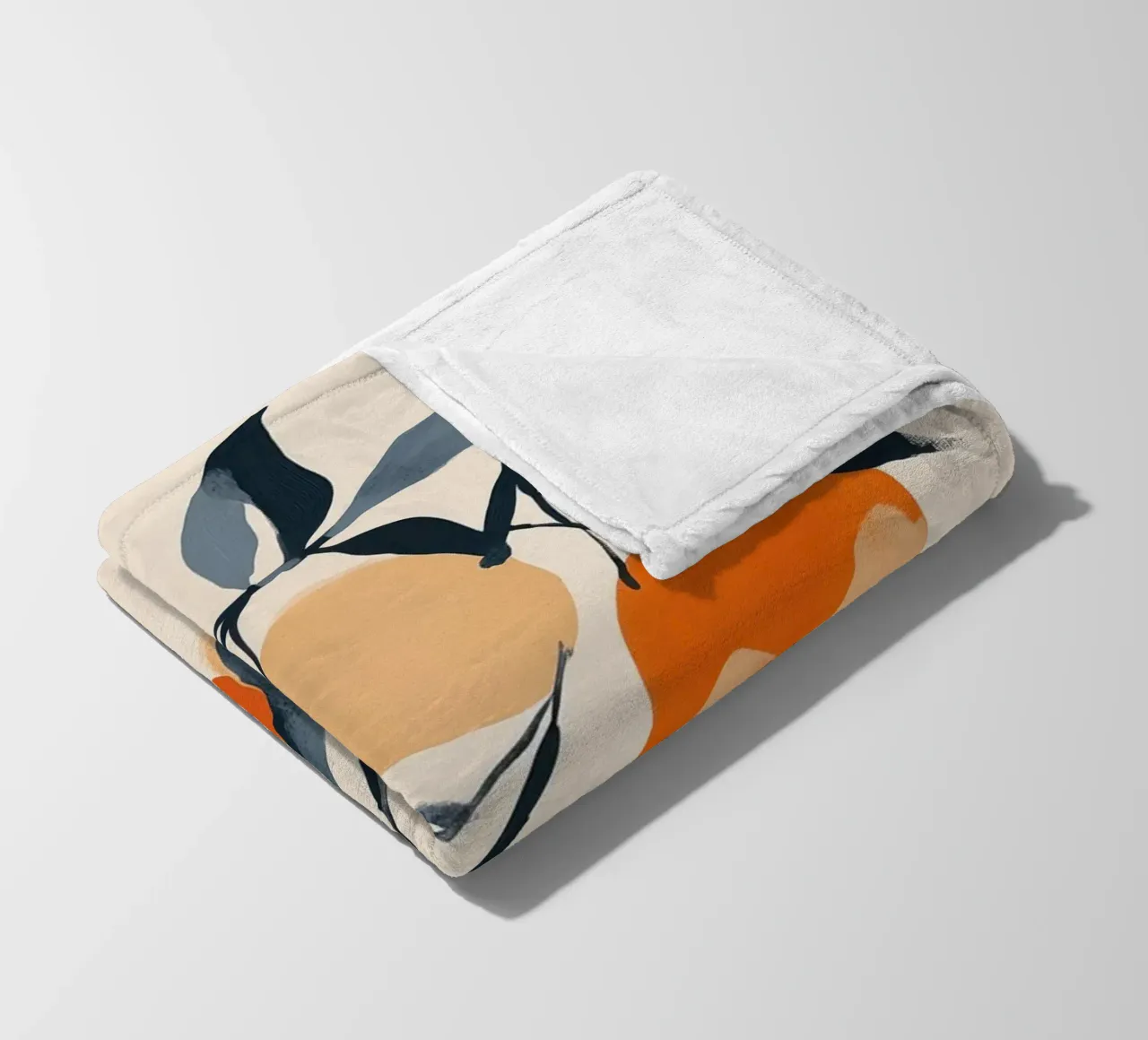 Botanical Illustration of Oranges on Branch with Leaves fleece blanket by Melloi Art Print