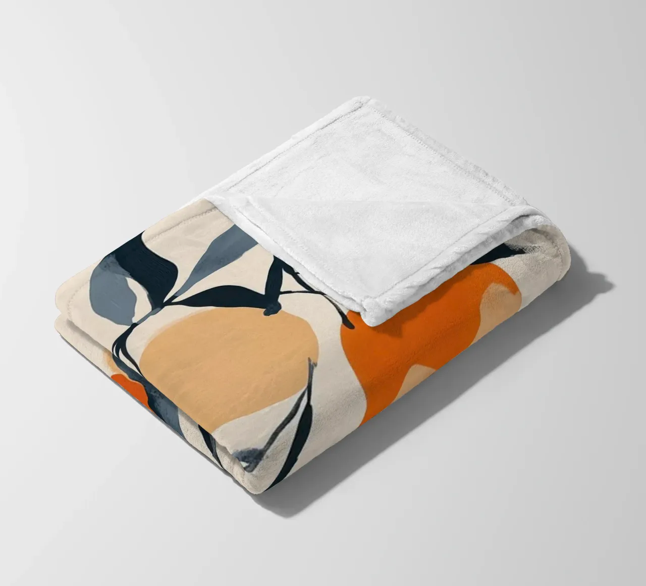 Botanical Illustration of Oranges on Branch with Leaves fleece blanket by Melloi Art Print