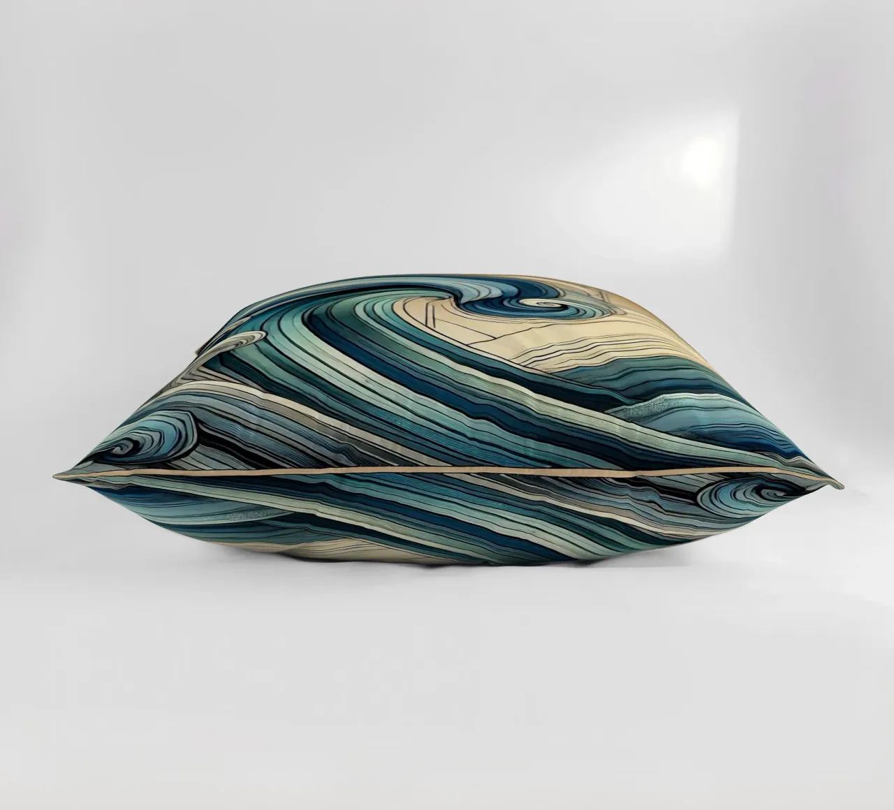 Abstract Ocean Waves in Art Deco decorative cushion by Chromatic Fusion Studio