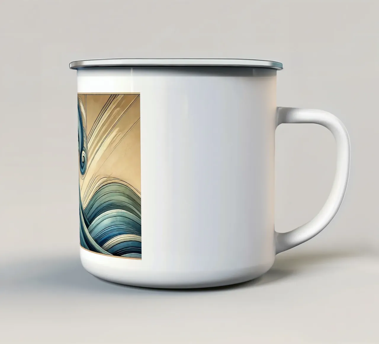 Abstracte oceaangolven in art deco emaille mok van Chromatic Fusion Studio