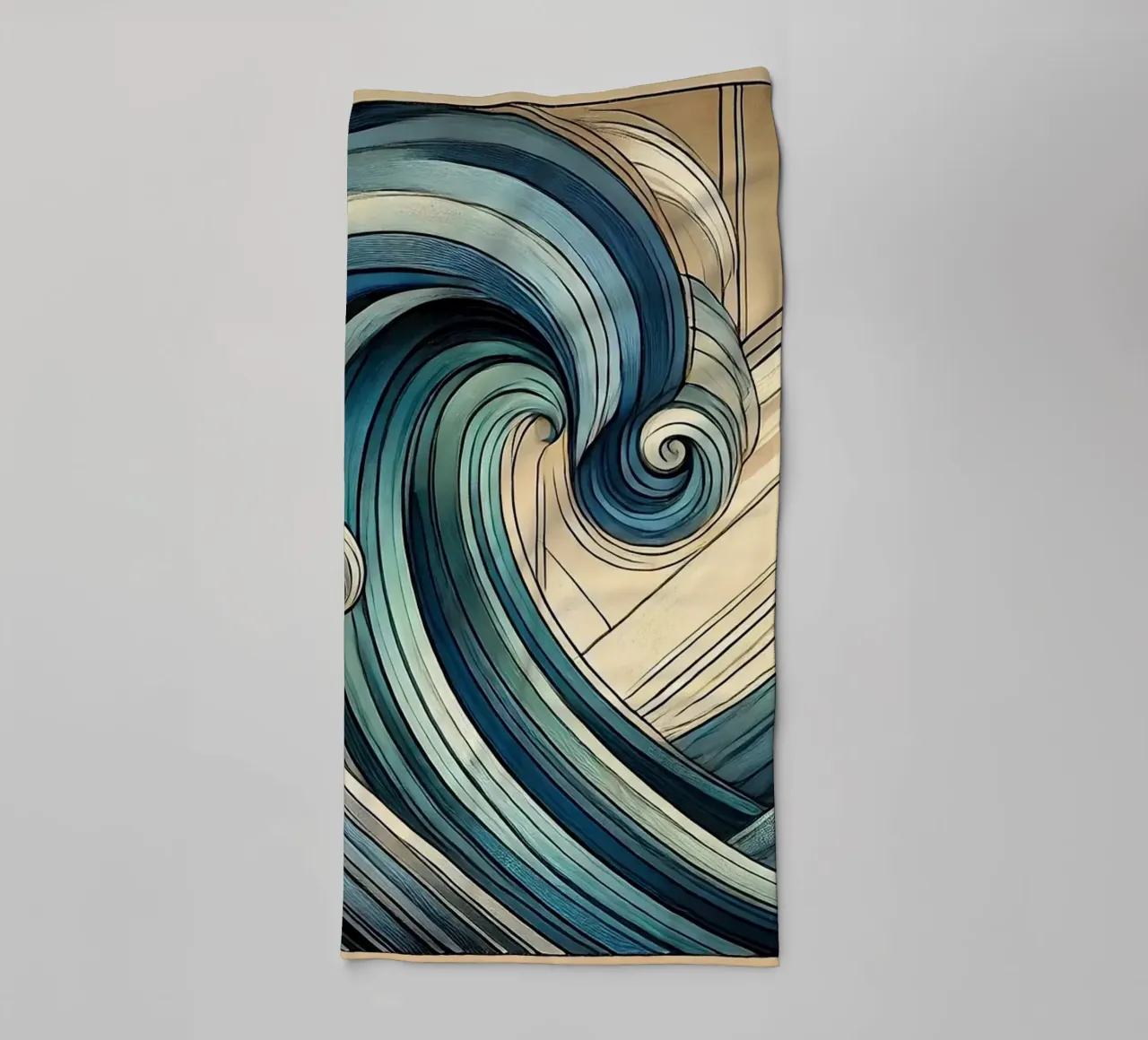 Abstracte oceaangolven in art deco badhanddoek van Chromatic Fusion Studio
