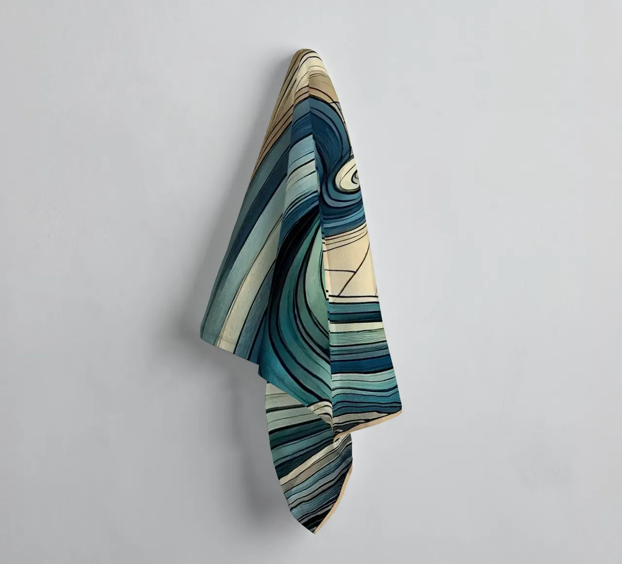 Abstracte oceaangolven in art deco badhanddoek van Chromatic Fusion Studio