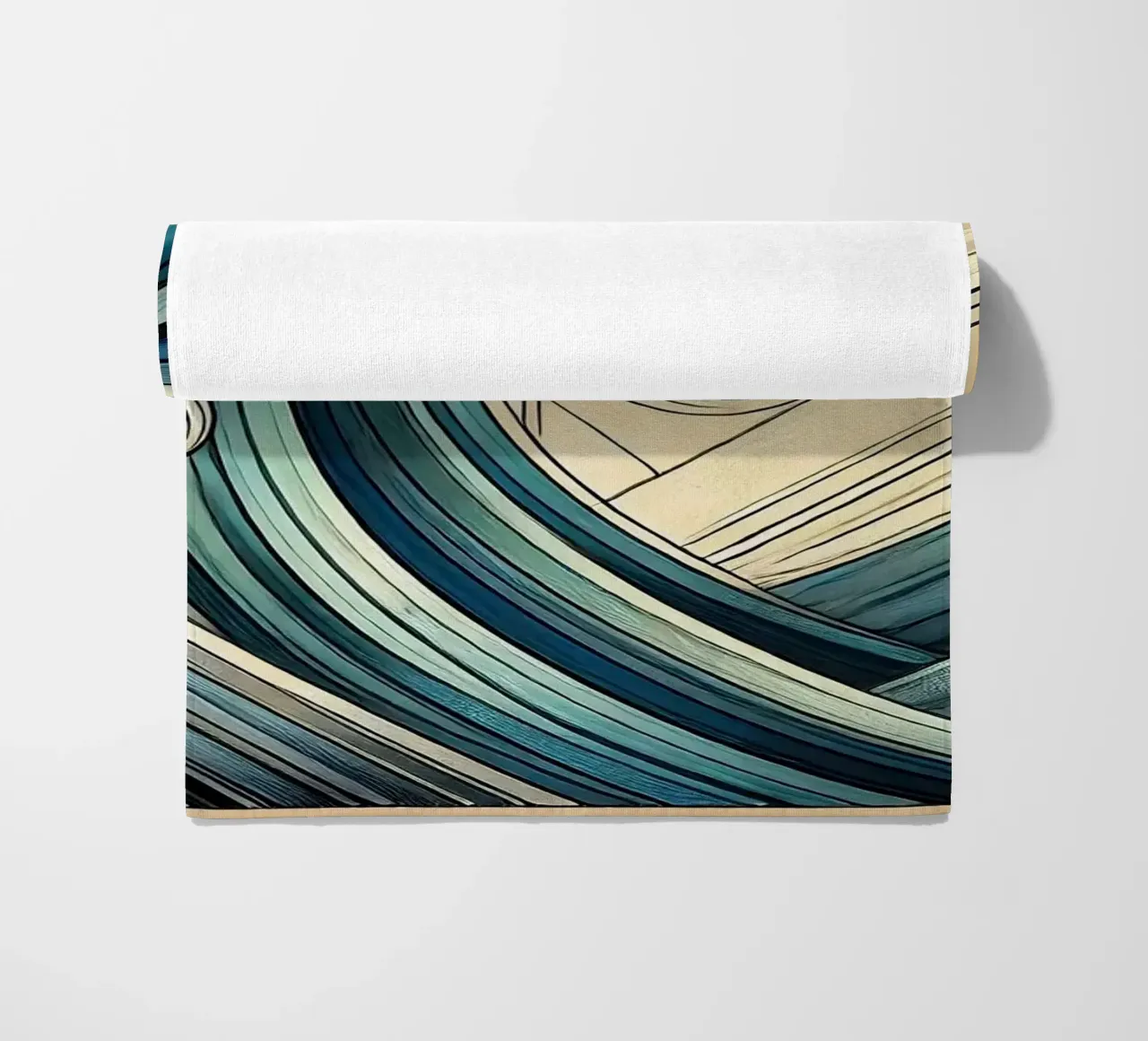 Abstract Ocean Waves in Art Deco beach towel by Chromatic Fusion Studio