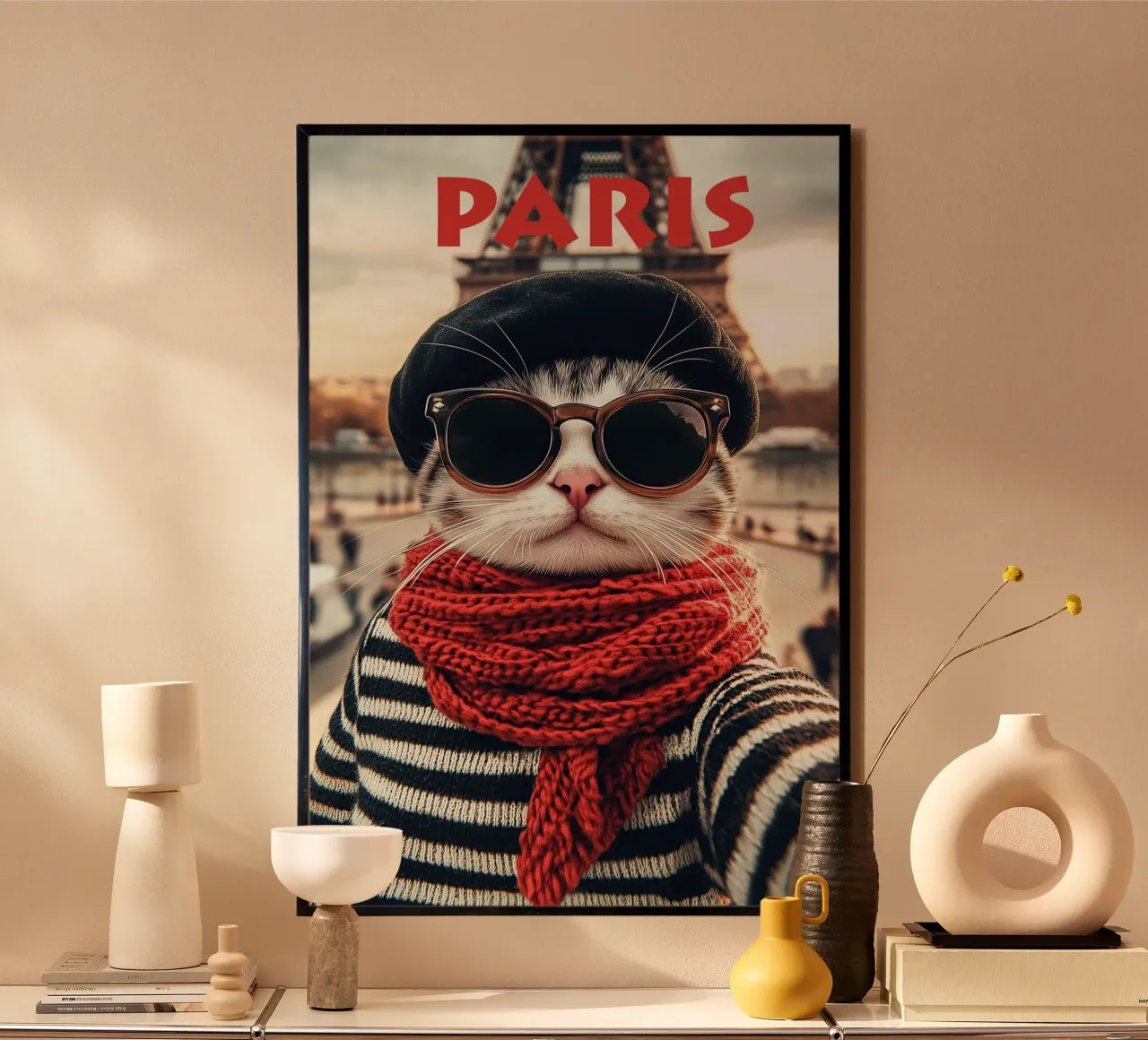 Gatto francese che si fa un selfie a Parigi | Travelposter poster da Autofocus