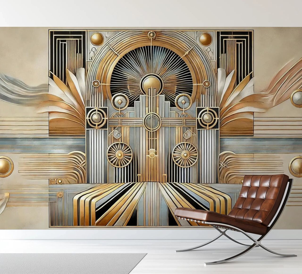Elegancia dorada Art Déco papel para pared de Chromatic Fusion Studio
