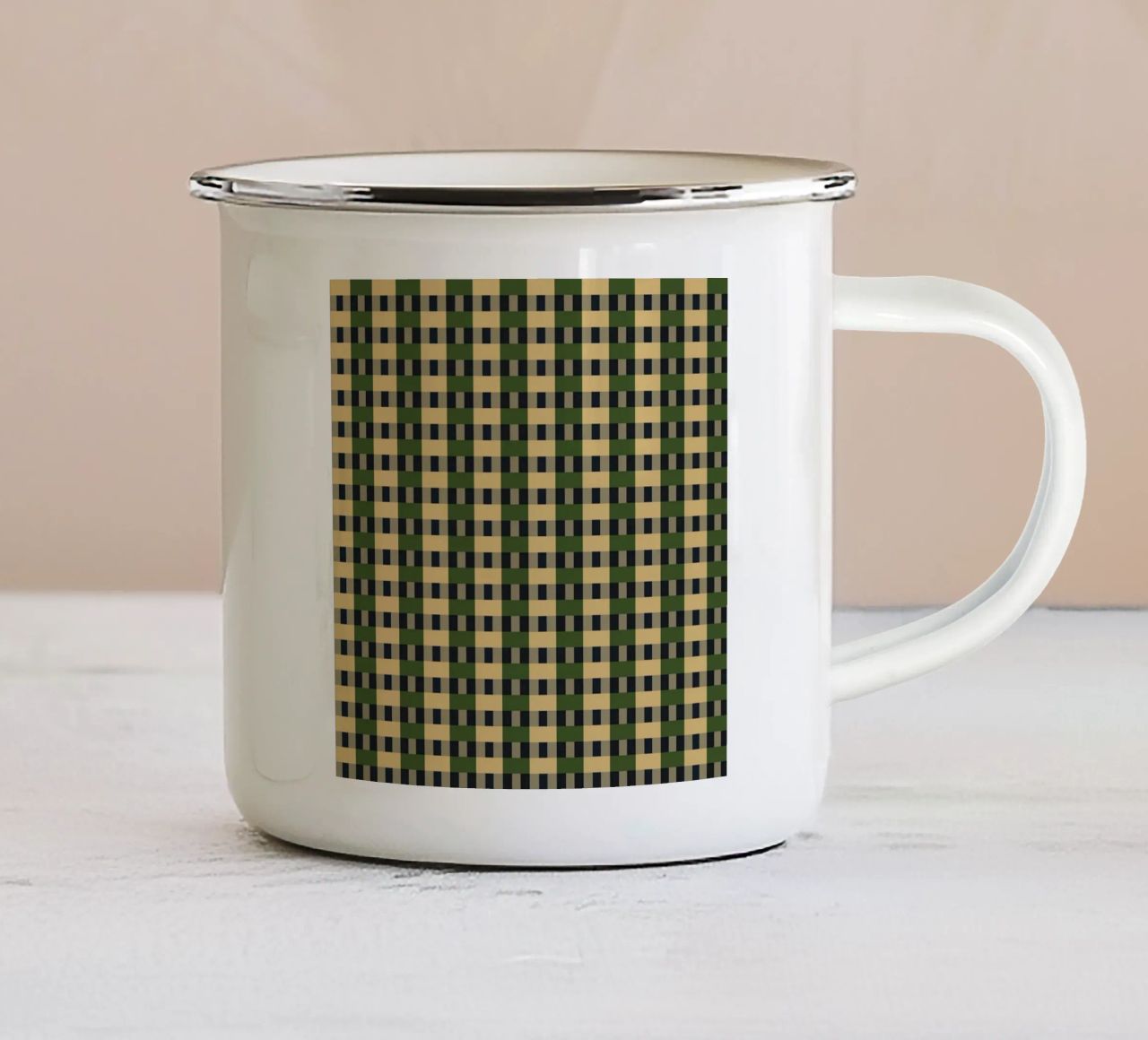 Plaid dama gioco retrò colore tazza in smalto da Little Dean