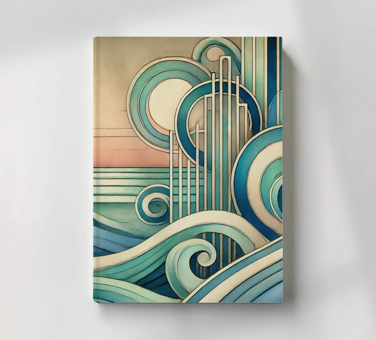 Art Deco Ocean Waves notebook by Chromatic Fusion Studio