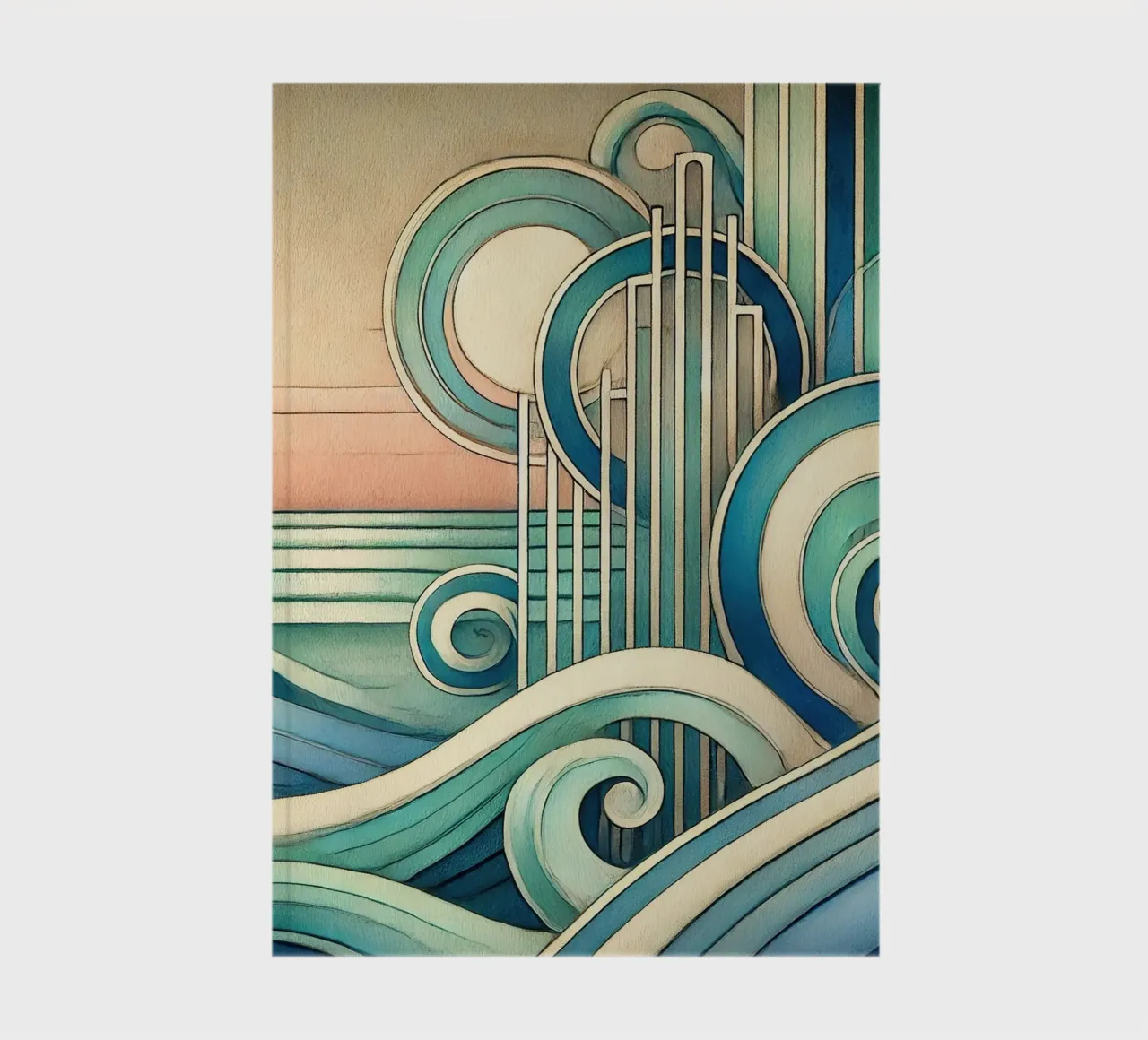 Art Deco Ocean Waves notebook by Chromatic Fusion Studio