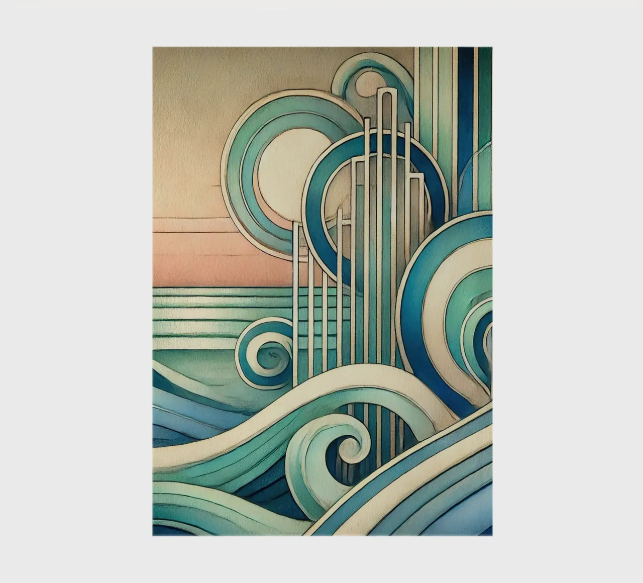 Art Deco Ocean Waves notebook by Chromatic Fusion Studio