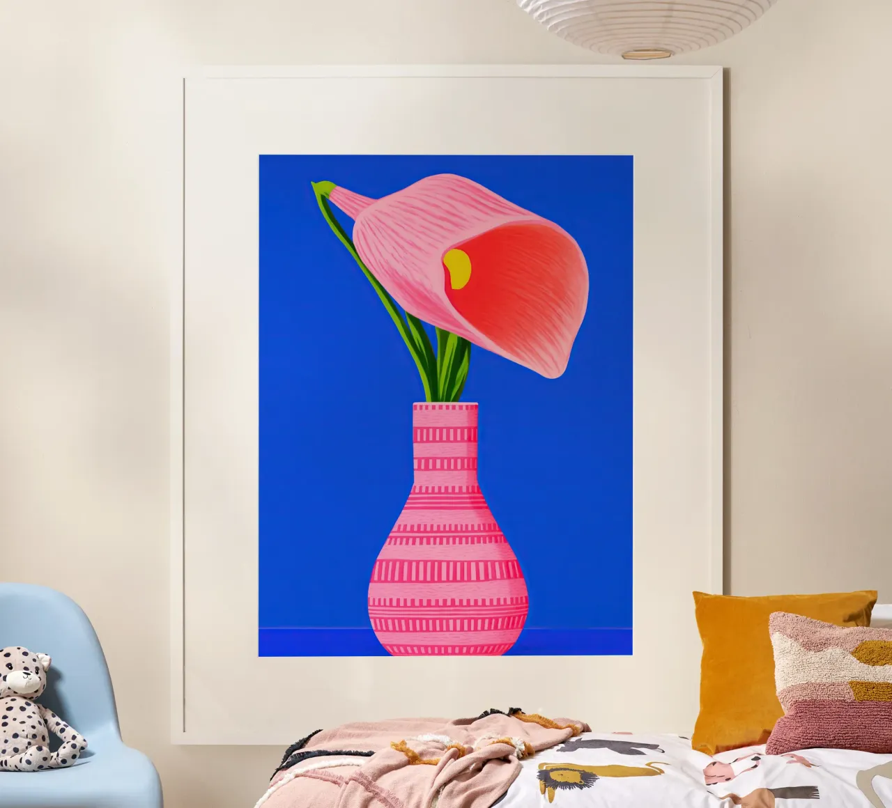 Natura morta con pianta carnivora rosa poster con telaio in legno da Autofocus