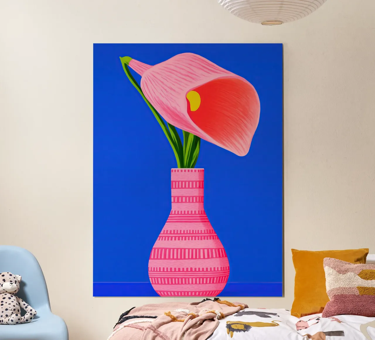 Natura morta con pianta carnivora rosa poster con telaio in legno da Autofocus