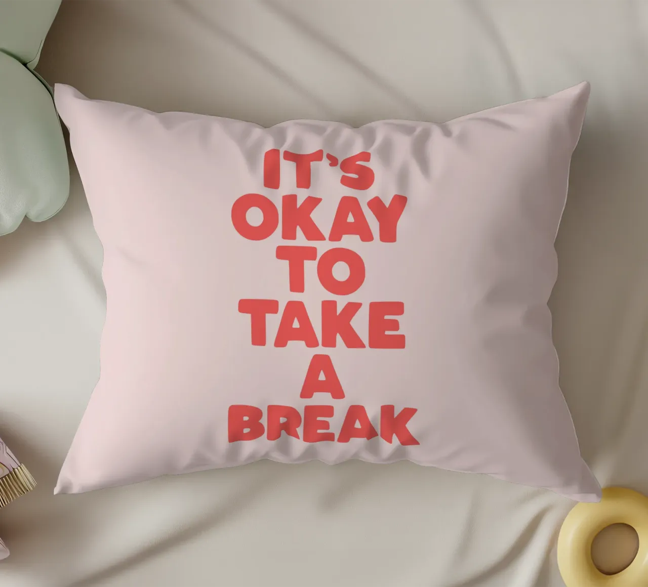 It's Okay to Take a Break Whimsical Typography Design decorative cushion by THE MOTIVATED TYPE