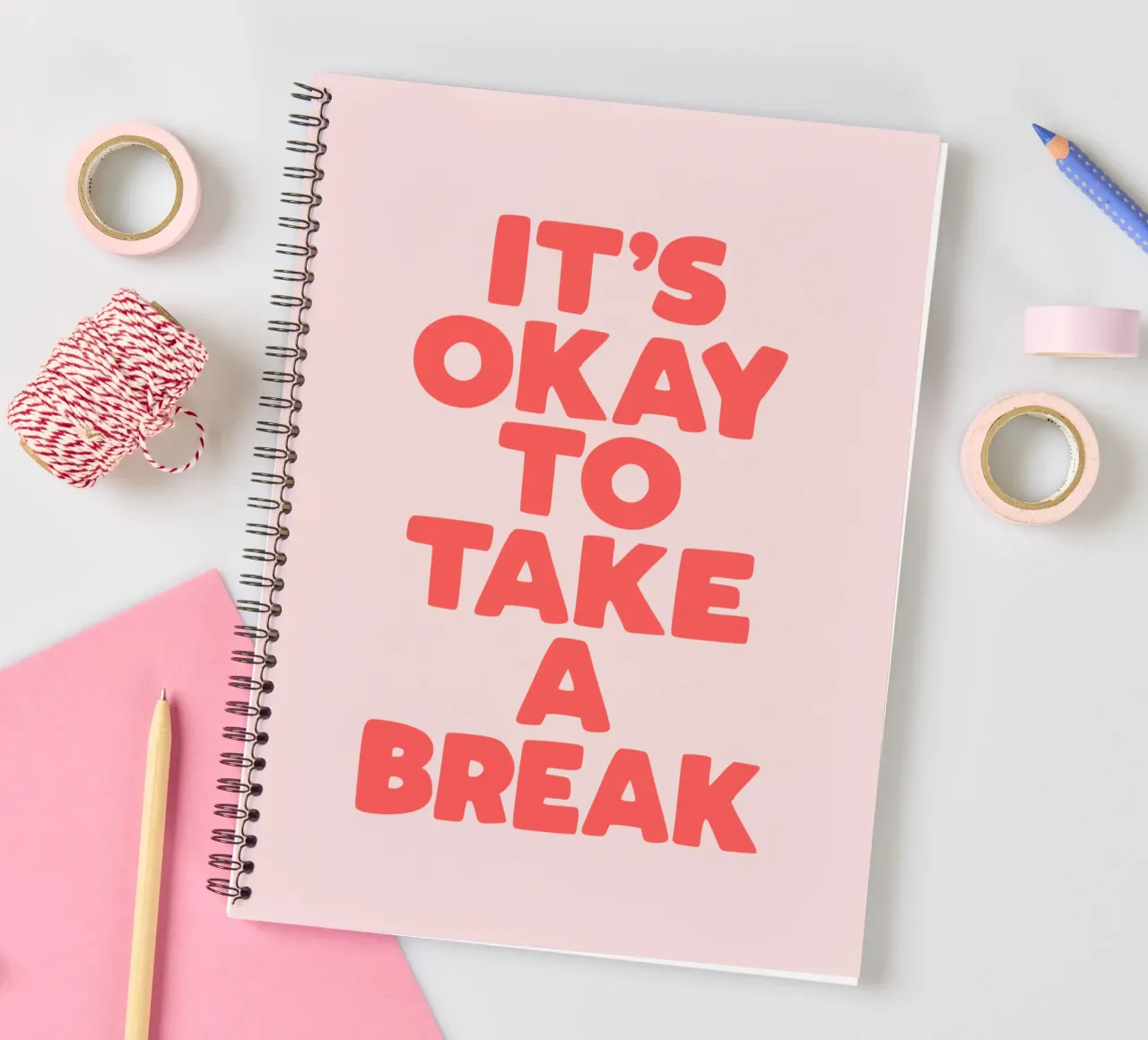 It's Okay to Take a Break Whimsical Typography Design spiral notebook by THE MOTIVATED TYPE