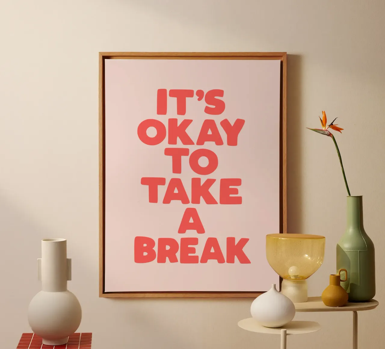 It's Okay to Take a Break Whimsical Typography Design canvas by THE MOTIVATED TYPE