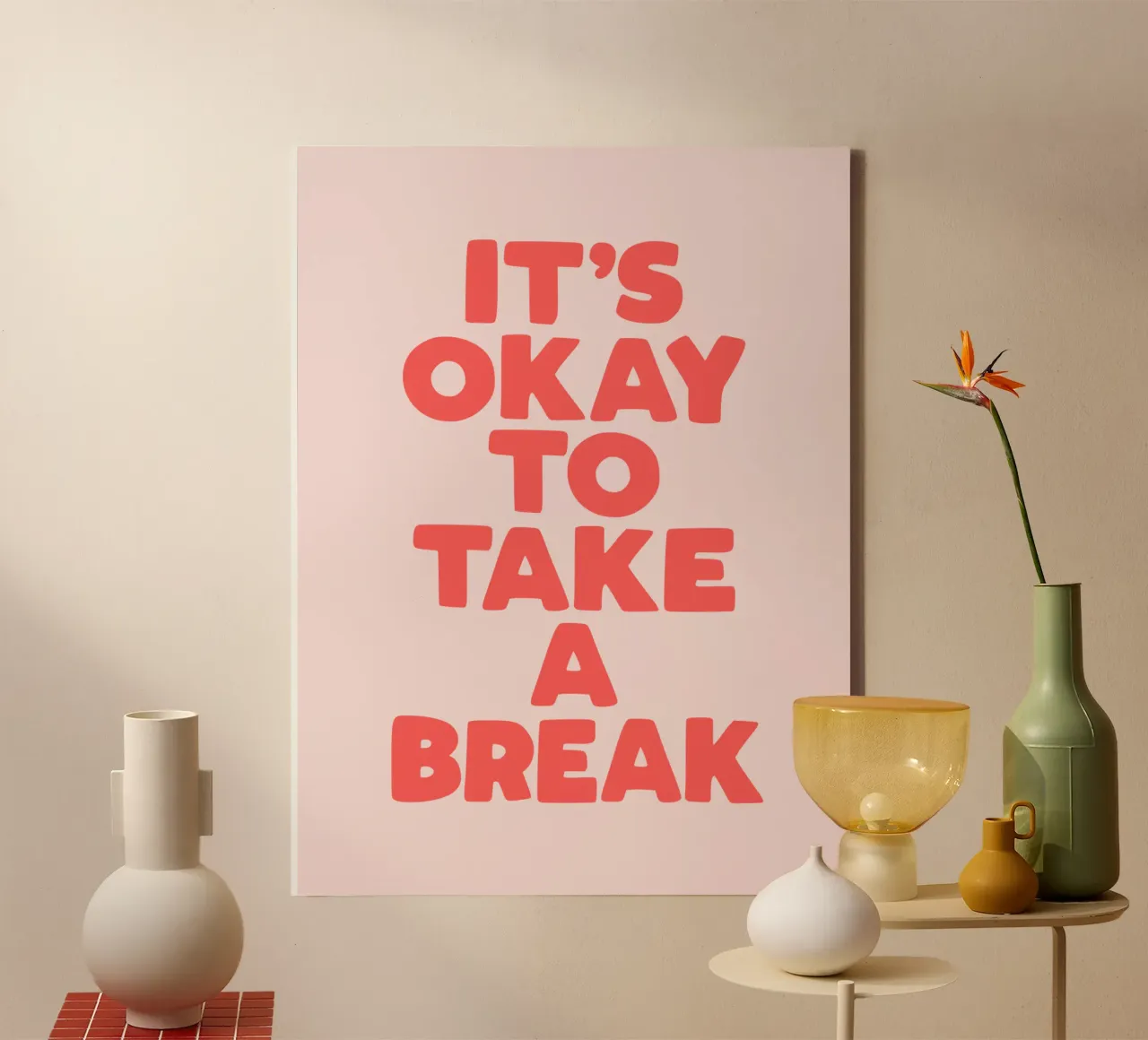 It's Okay to Take a Break Whimsical Typography Design canvas by THE MOTIVATED TYPE