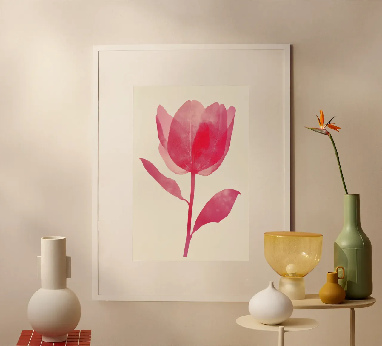 Ilustración de una flor de tulipán rosa poster de Melloi Art Print