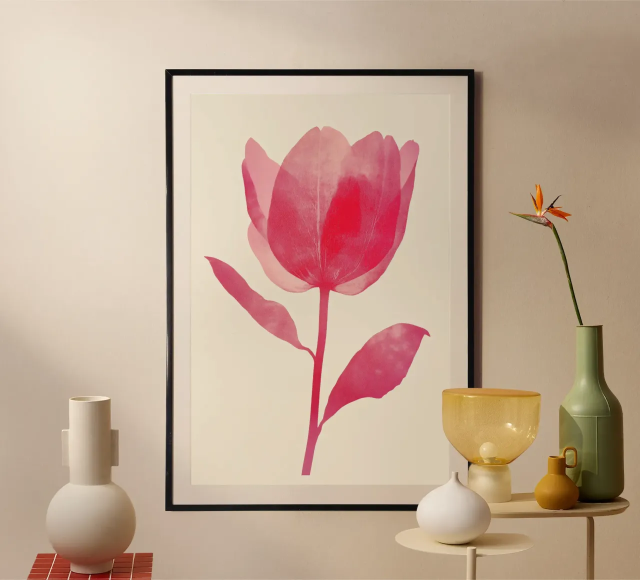 Ilustración de una flor de tulipán rosa poster de Melloi Art Print