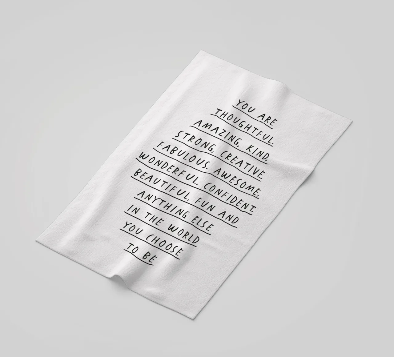 You Are Thoughtful, Creative, Kind, Wonderful and Beautiful beach towel by THE MOTIVATED TYPE