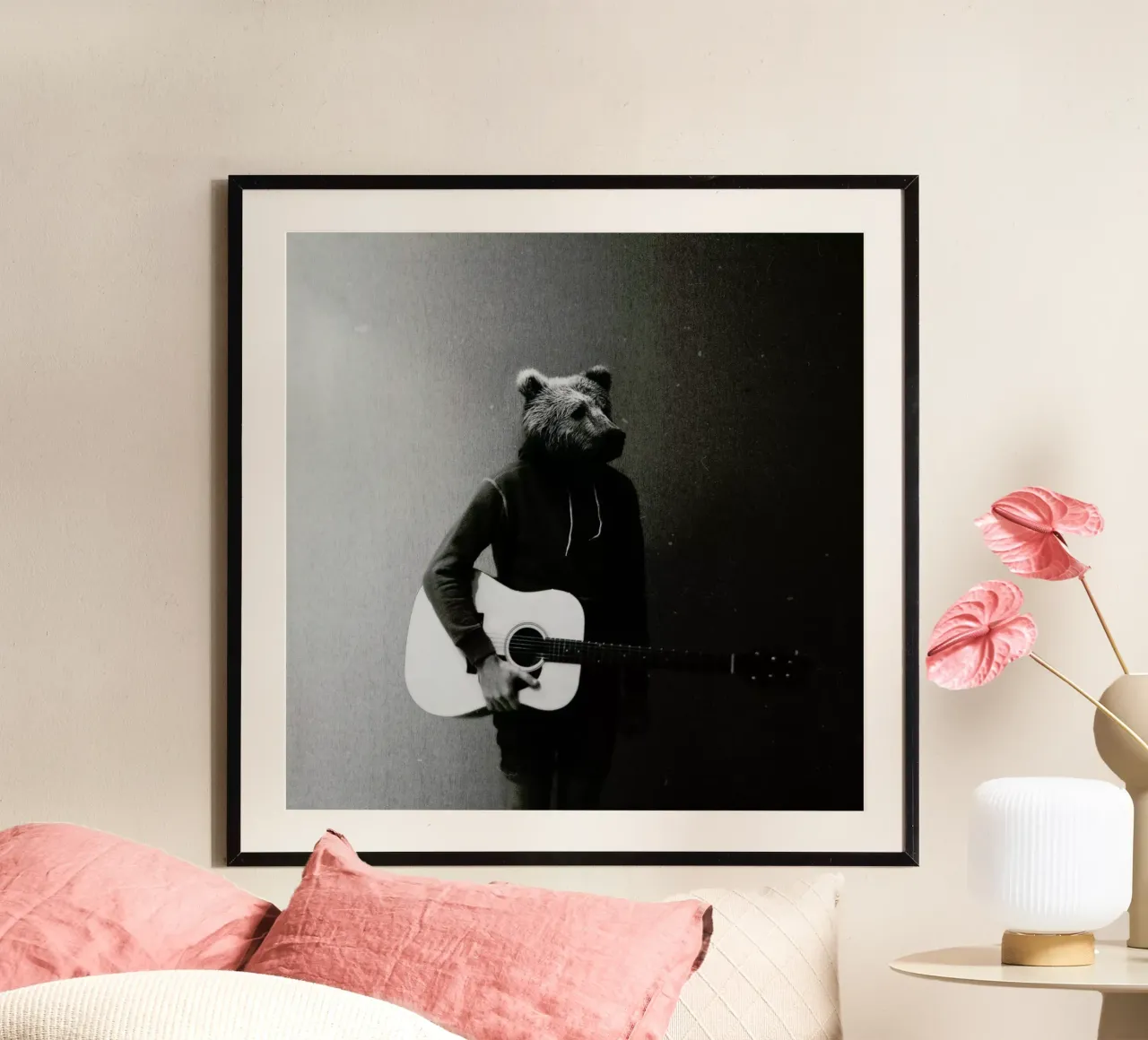 Animals in my room - Bear poster con telaio in legno da Evgeniy Stepanets