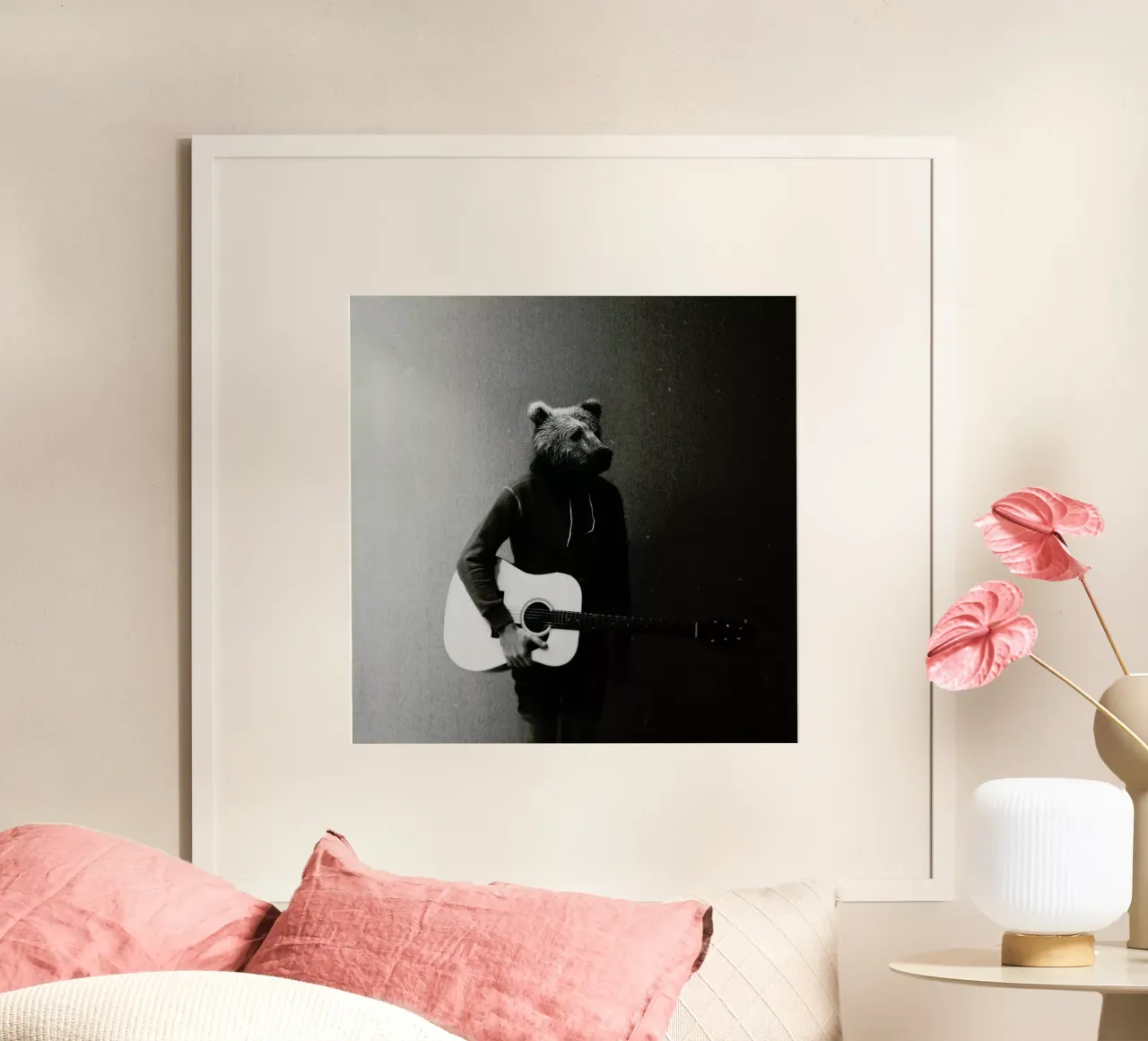 Animals in my room - Bear poster con telaio in legno da Evgeniy Stepanets